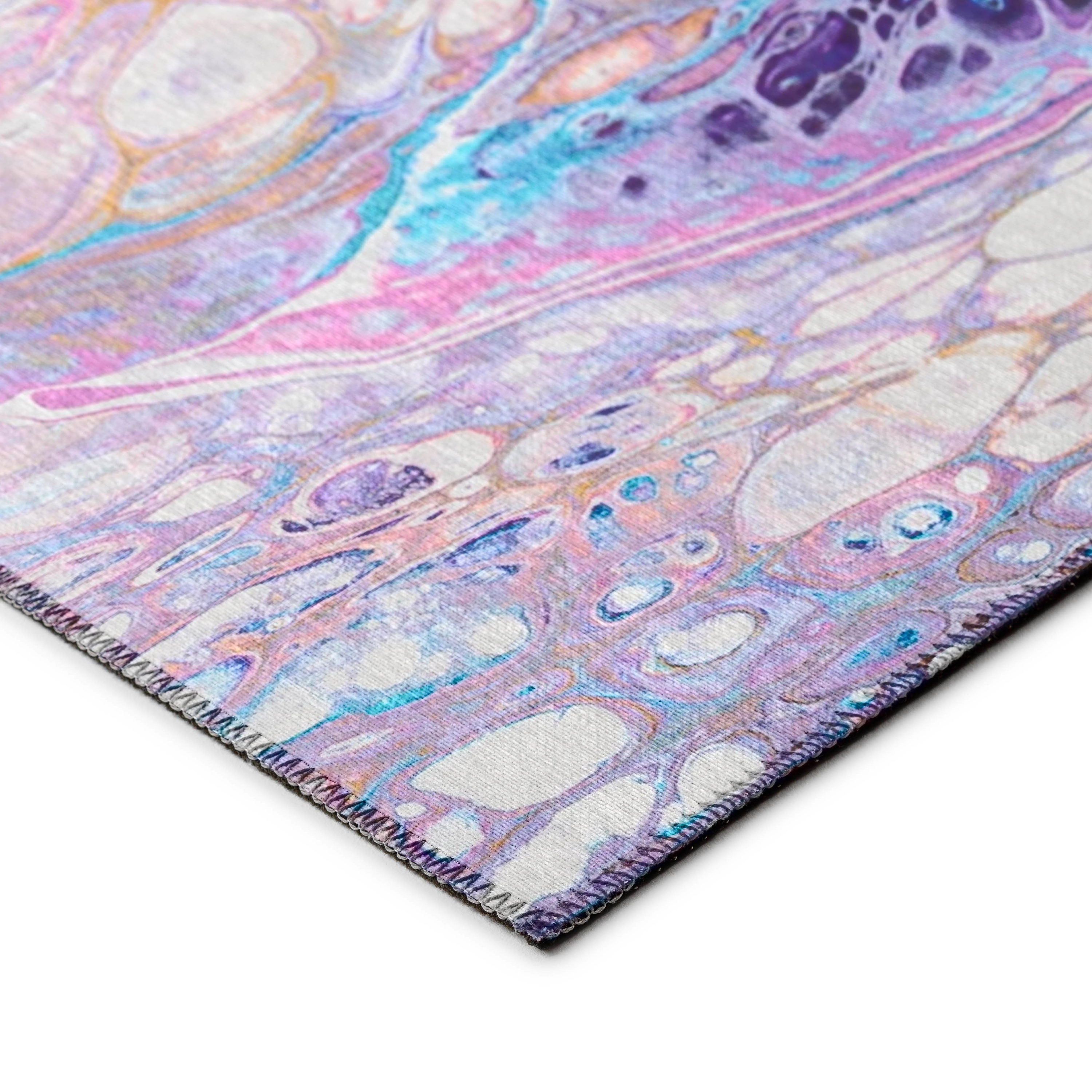 Periwinkle Abstract Chenille 8' x 10' Washable Area Rug
