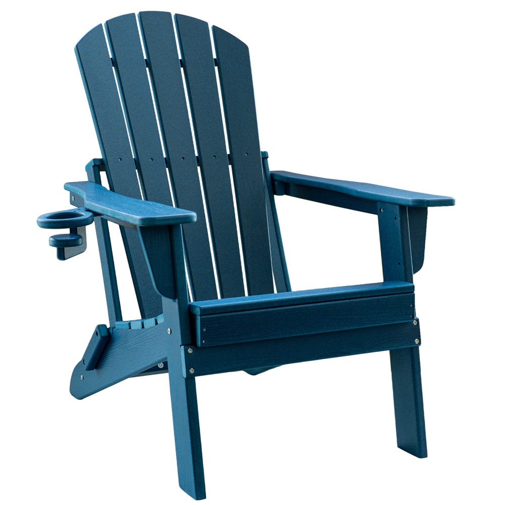 Upland YYFAC-NB1 Adirondack Chair Navy Blue HDPE Frame Stationary Adirondack Chair with Solid Seat
