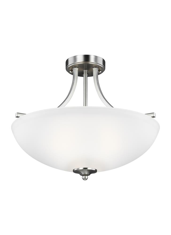 Generation Lighting 7716503EN3-962 Geary 3 -Light 18.63-in Brushed Nickel Semi Flush Mount Light ENERGY STAR Certified