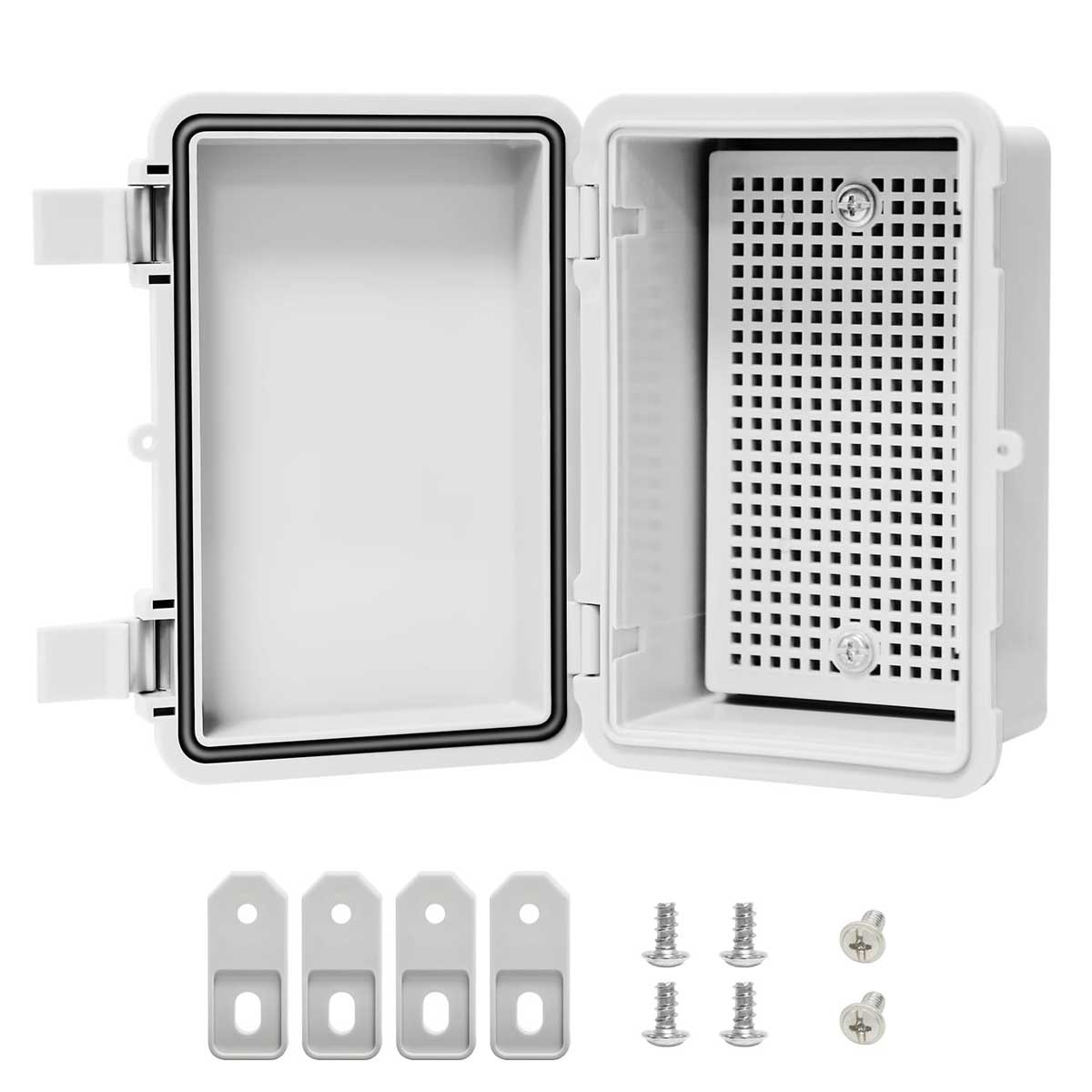 Aoibox LABZB0826078 ABS Plastic IP65 Waterproof Dustproof Universal Electrical Enclosure Hinged Shell Outdoor Indoor Usage Project Box 5.9x3.9x2.8in Grey