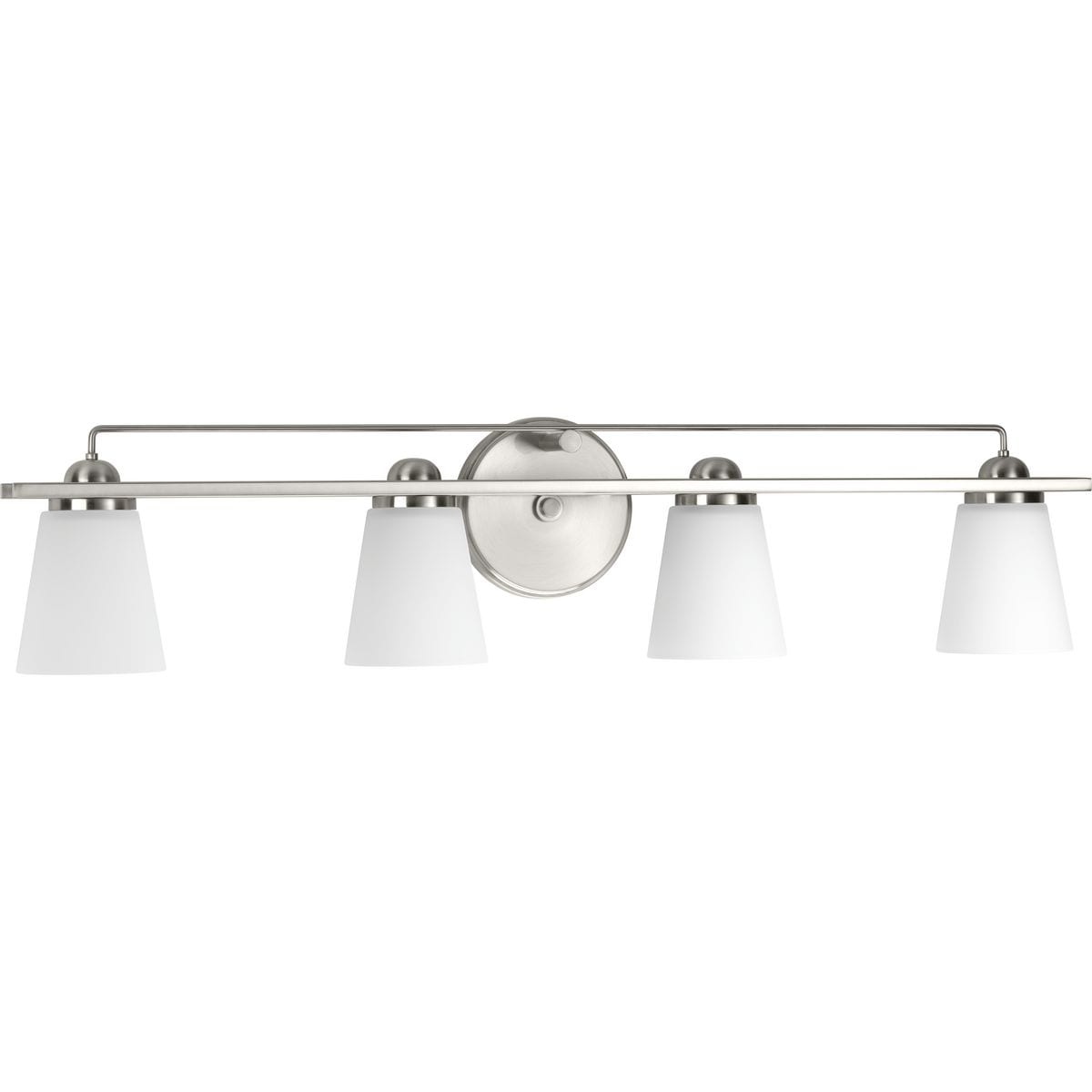 Brushed Nickel 4-Light Bath Vanity with Etched Glass Shades