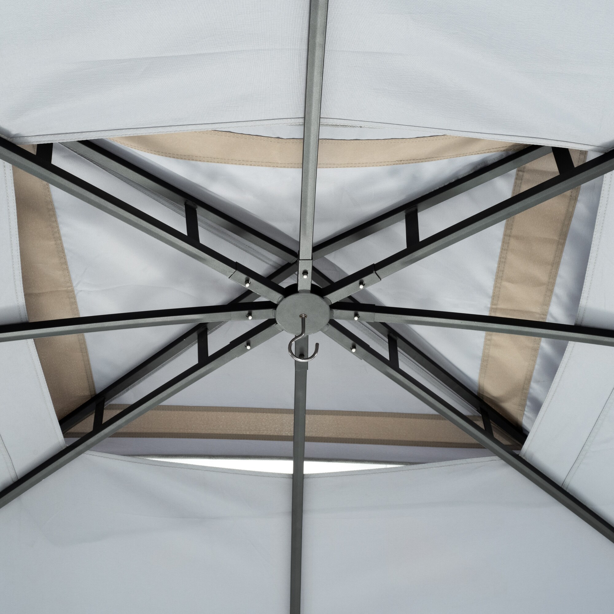 13-ft x 6.5-ft Round Gray Metal Polyester Roof Gazebo EL-ZPYD1013-H-WL3 ...