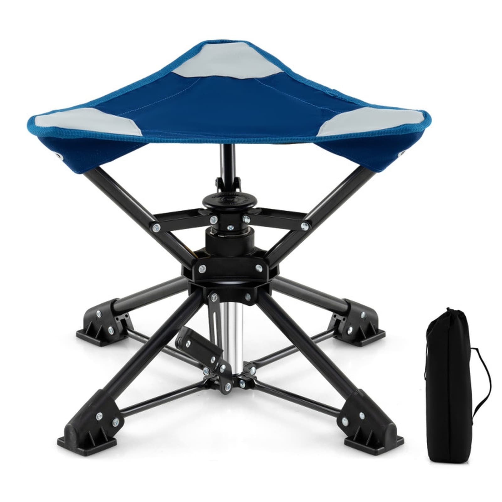 SUGIFT - Folding Camping Stool with 360-Degree Swivel Seat Lightweight Hunting Chair with Anti-Si...