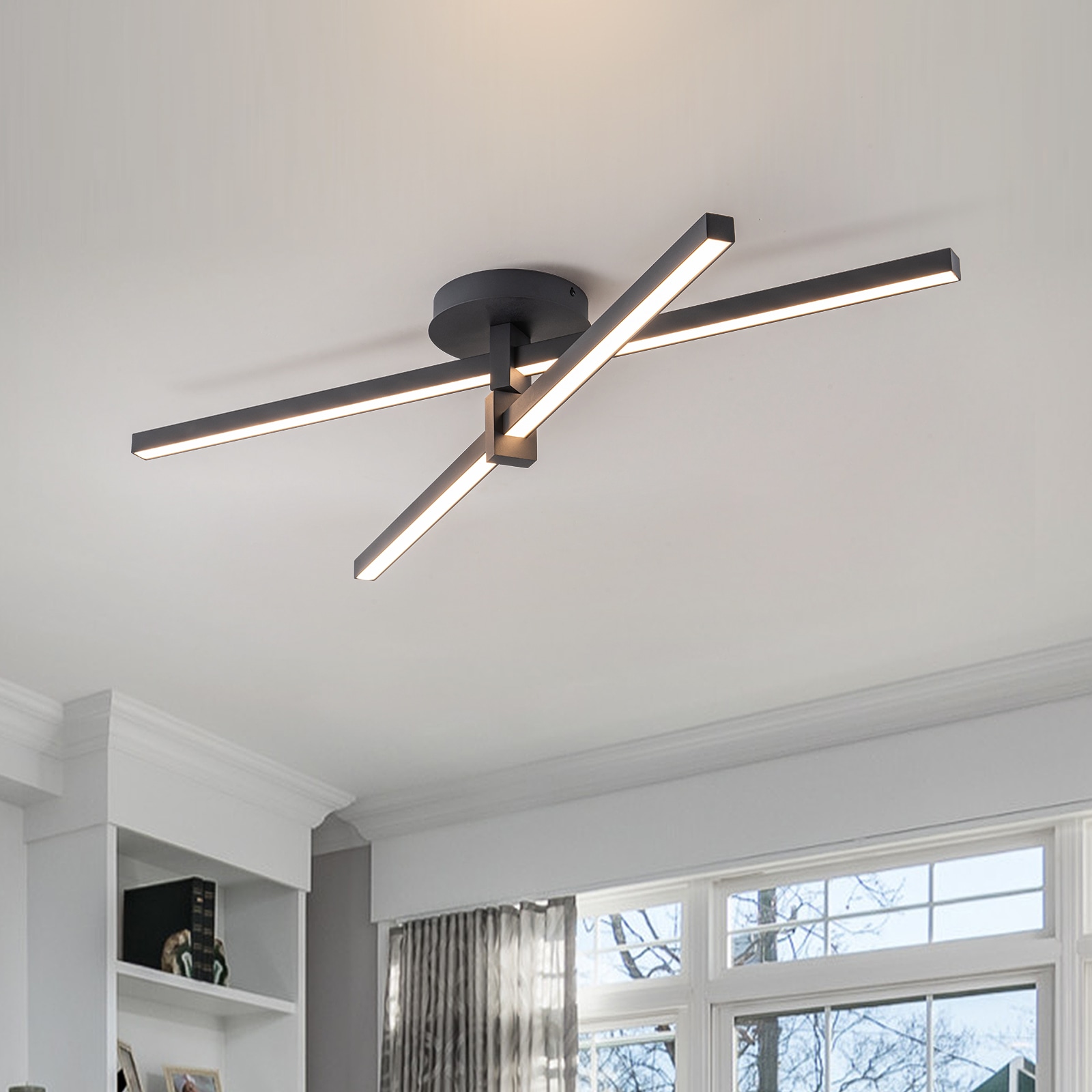 EDISLIVE Y81010000055638 2 -Light 39.6-in Matte Black Integrated LED Semi Flush Mount Light
