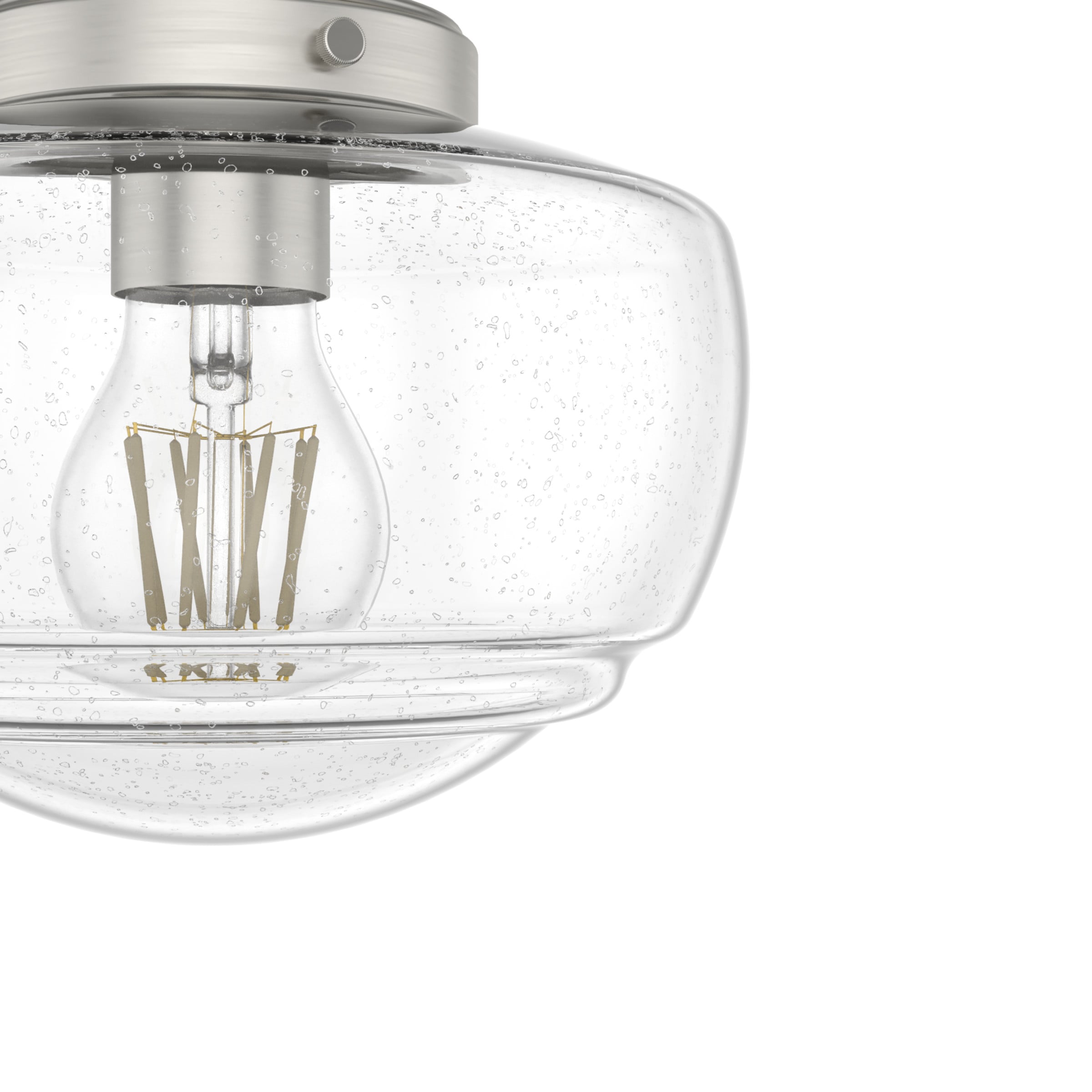 Saddle Creek Brushed Nickel 1-Light Mini Semi-Flush Mount with Clear Seeded Glass