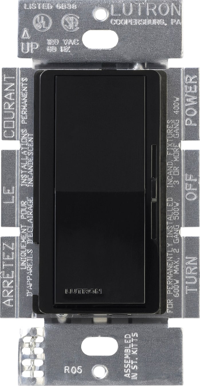 Lutron DV-103P-BL Diva Incandescent Single-pole/3-way Rocker Light dimmer switch Black
