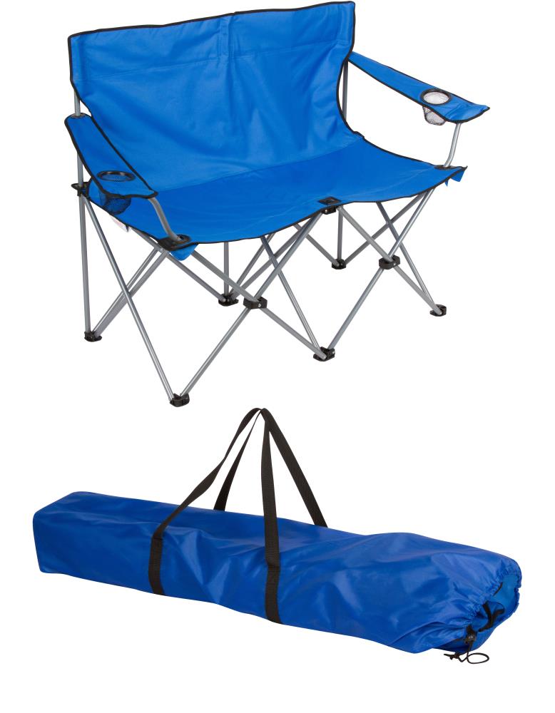 Trademark Innovations Loveseat Style Double Camp Chair with Steel Frame, Blue