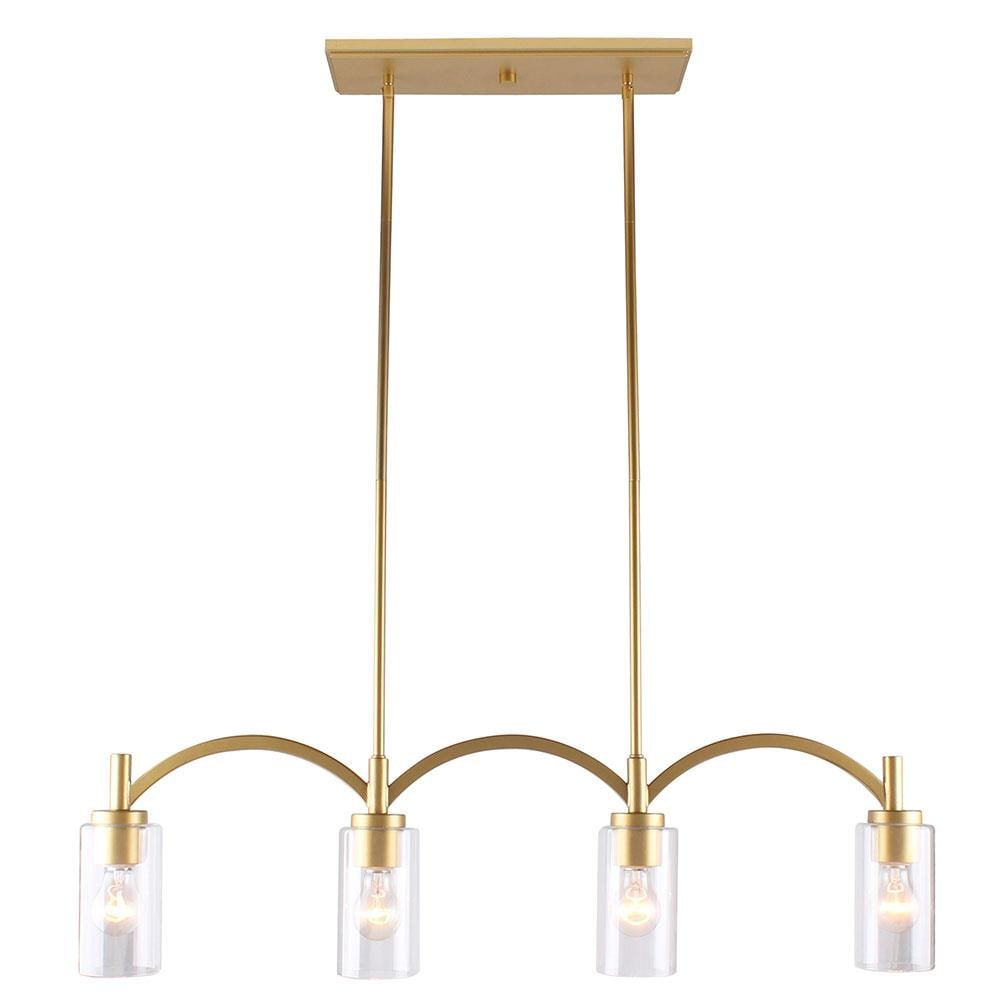 EGLO 203744A Devora 4 -Light Gold Transitional Clear glass Cylinder Large Hanging Pendant light