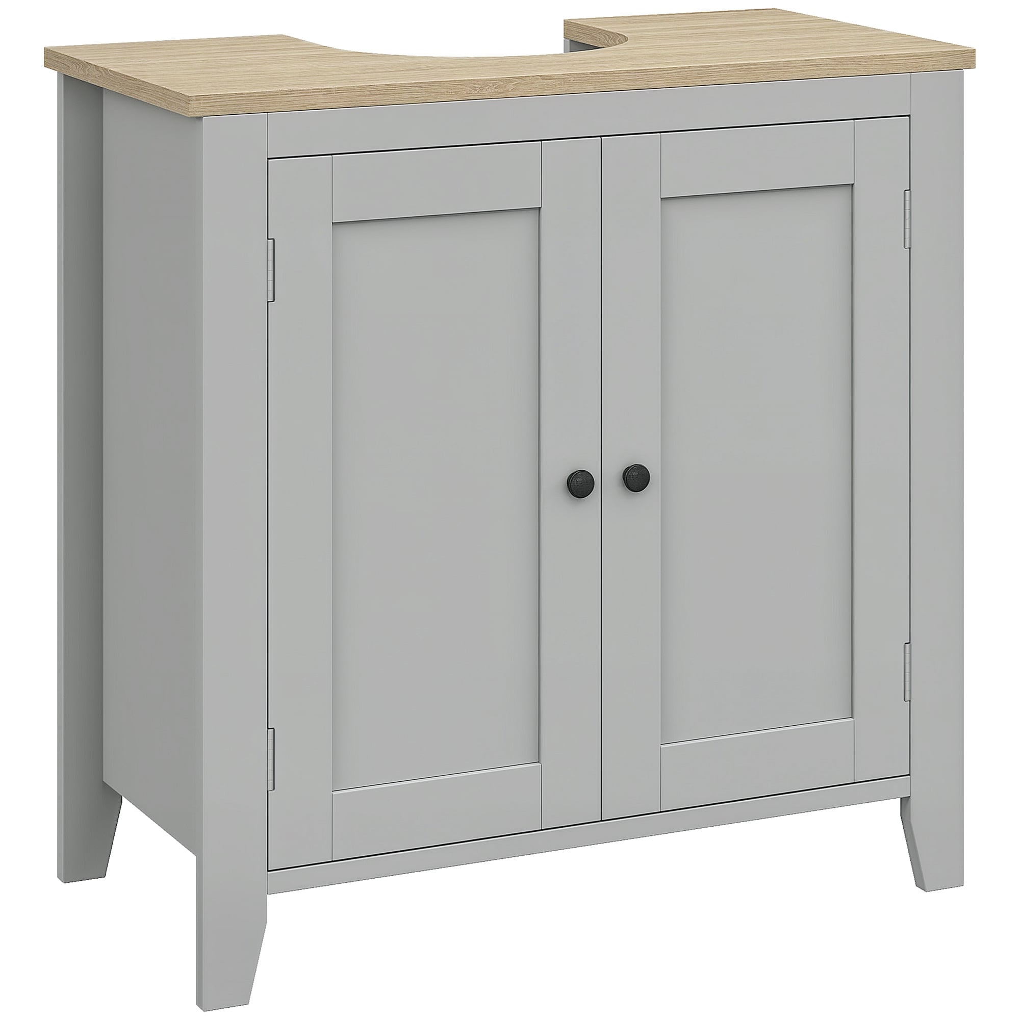 kleankin  Pedestal Sink Storage Cabinet Under Sink Cabinet with U-Shape and Adjustable Internal Shelf Gray