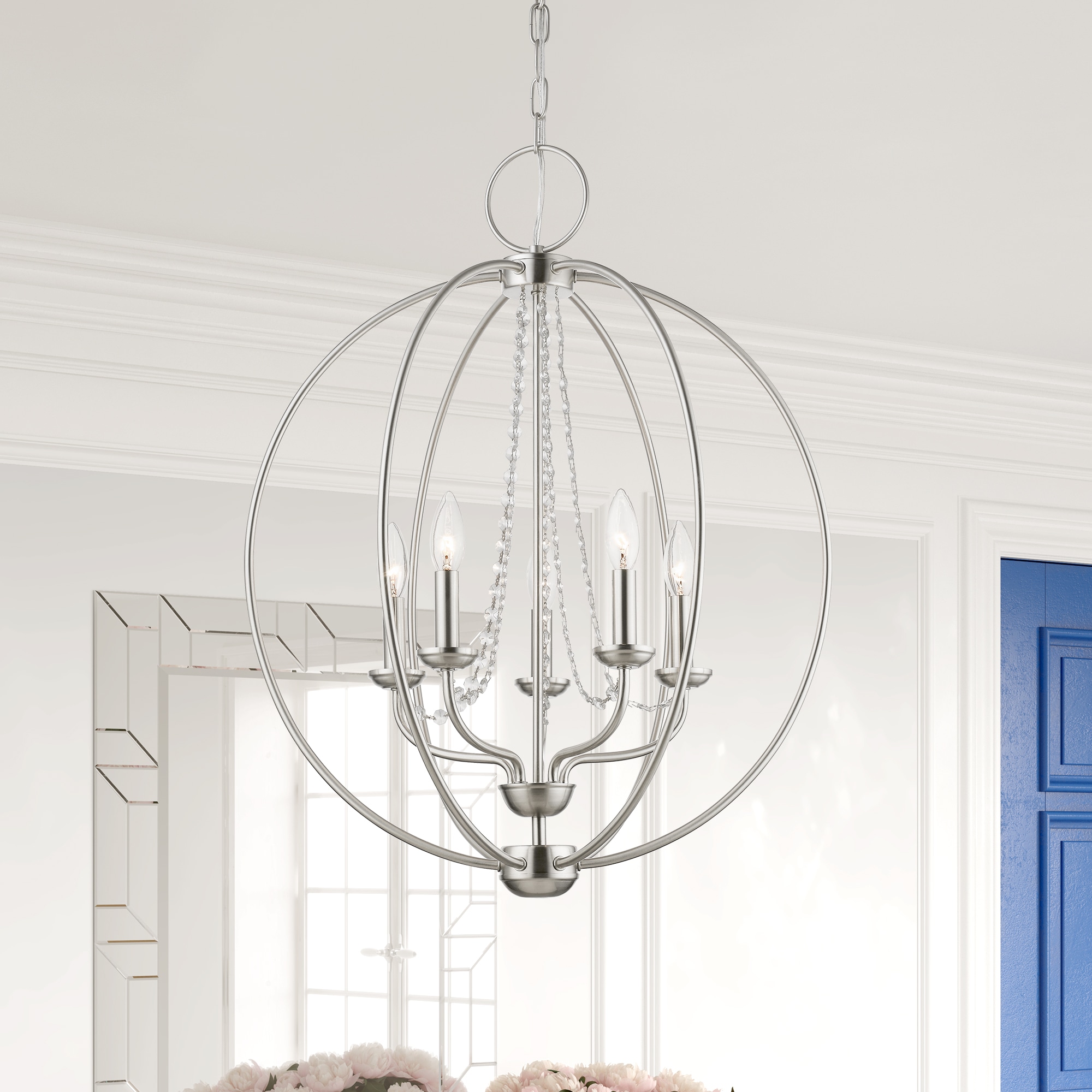 Livex Lighting Arabella 5-Light Brushed Nickel TransitionalCrystal ...