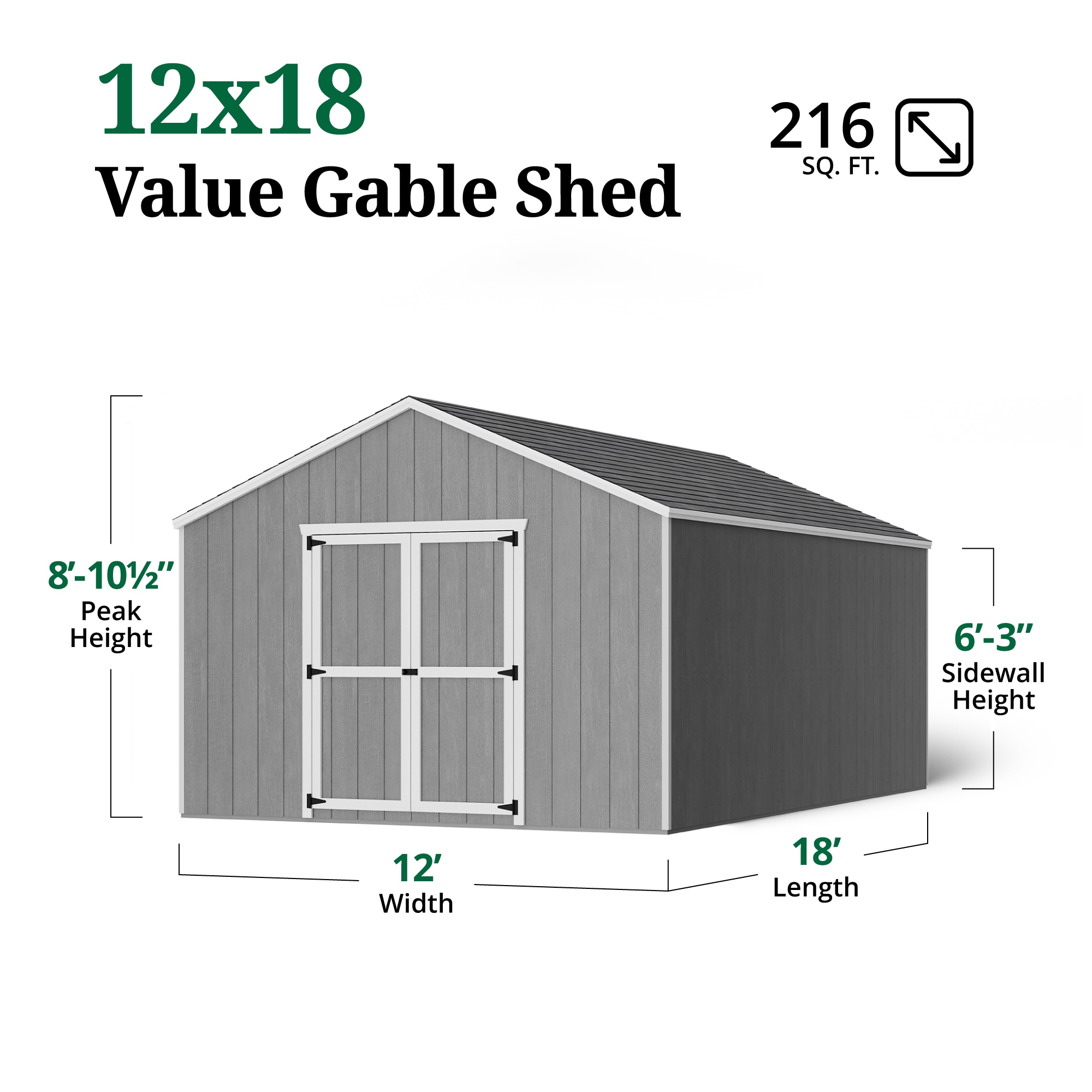 Little Cottage Co 12X18 VGS-PC-FK Wood-Storage-Buildings - View #3
