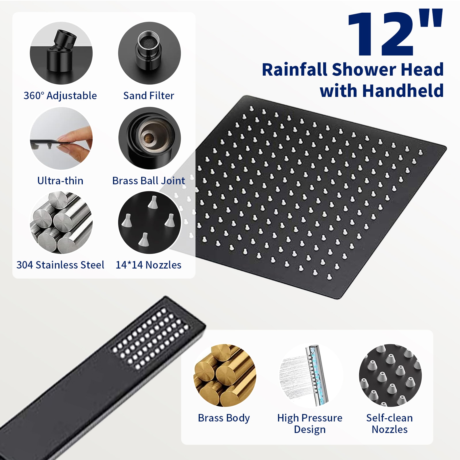 BWE A-95012-BLACK Showerhead-Bar-Panels - View #5