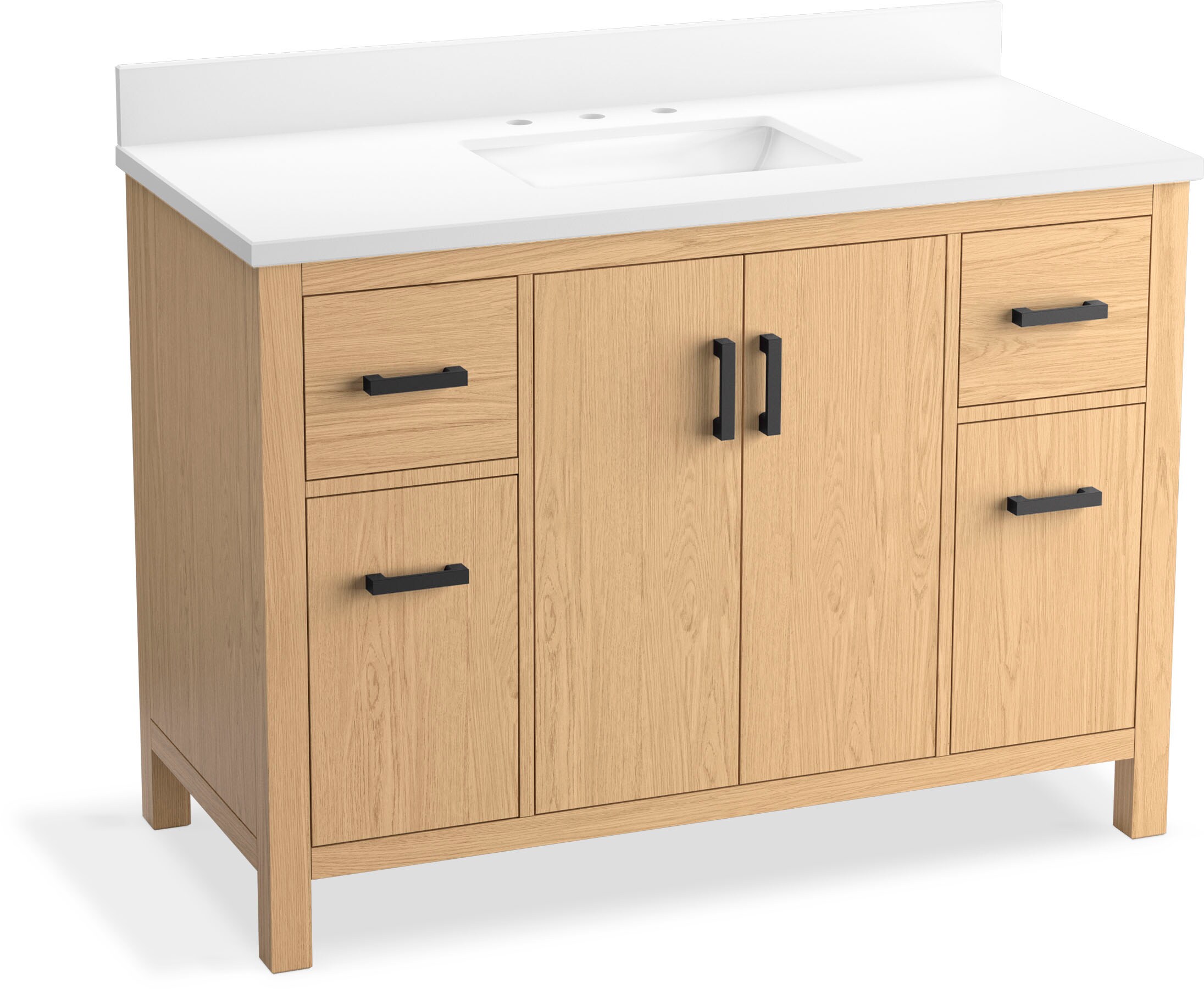 Kresla 48" Light Oak Freestanding Bathroom Vanity with Quartz Top