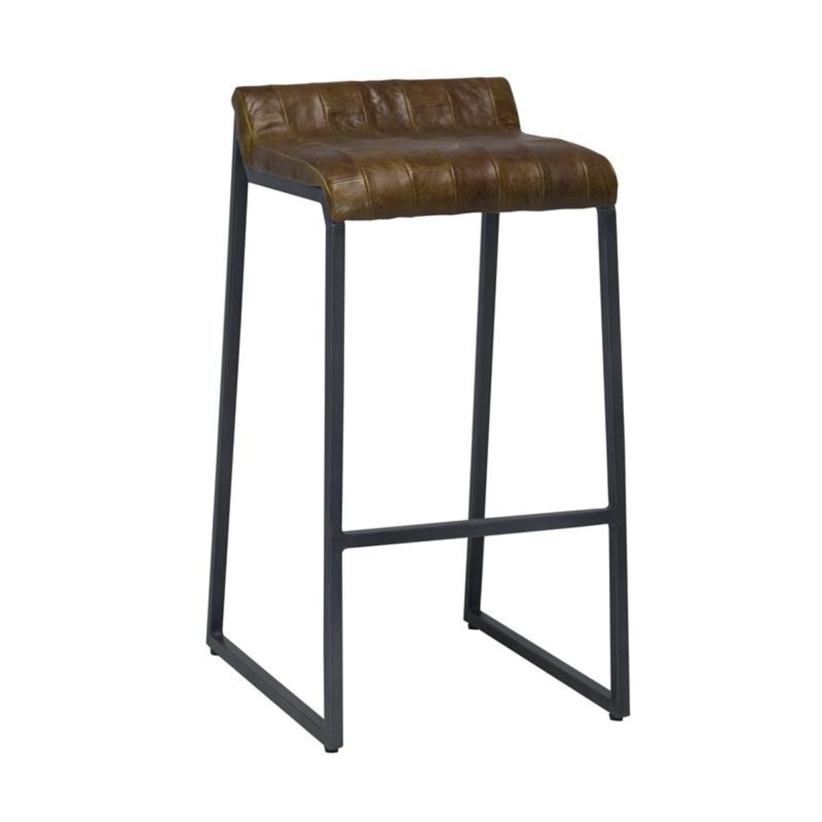 HomeRoots 374039 Brown and Black 27-in H Bar height Upholstered Metal Backless Bar Stool