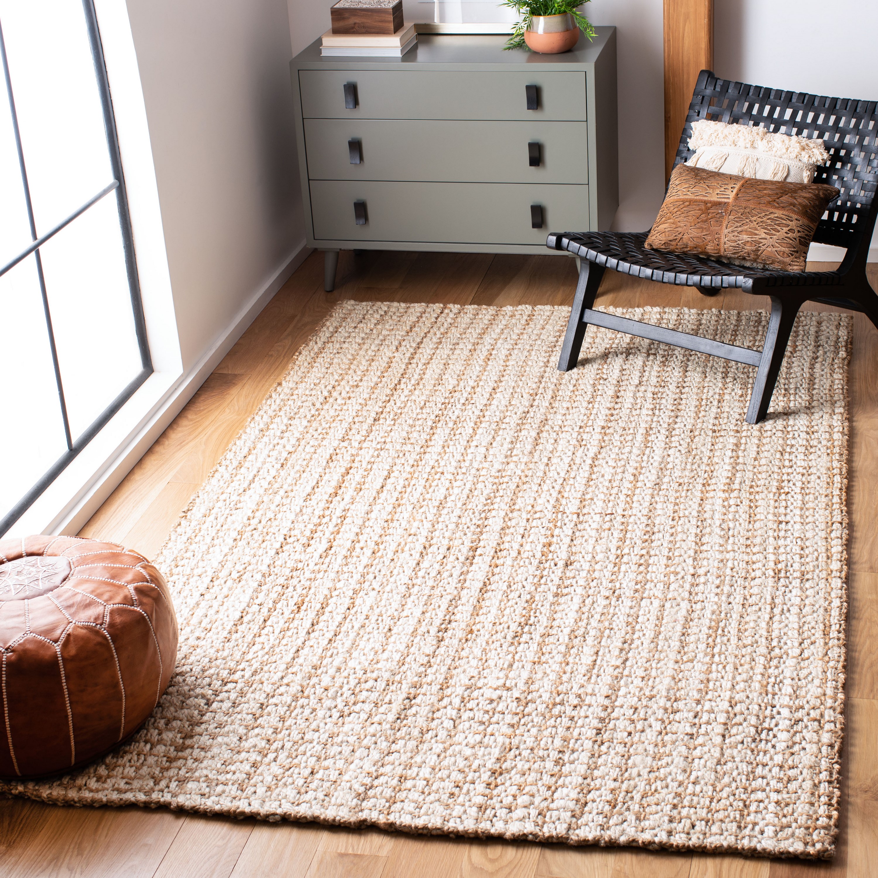 Safavieh NF186B-4 Natural Fiber Ibtissdam 4 x 6 (ft) Loomed Jute Ivory/Light Brown Rectangular Indoor Abstract Area rug