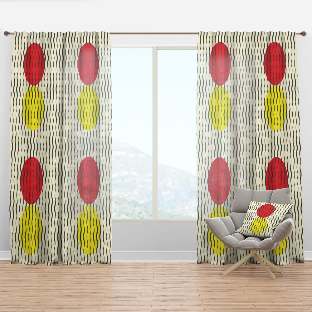 Designart CTN24303-52-90 90-Inches Yellow Abstract Room darkening Thermal lined Rod pocket Single curtain panel