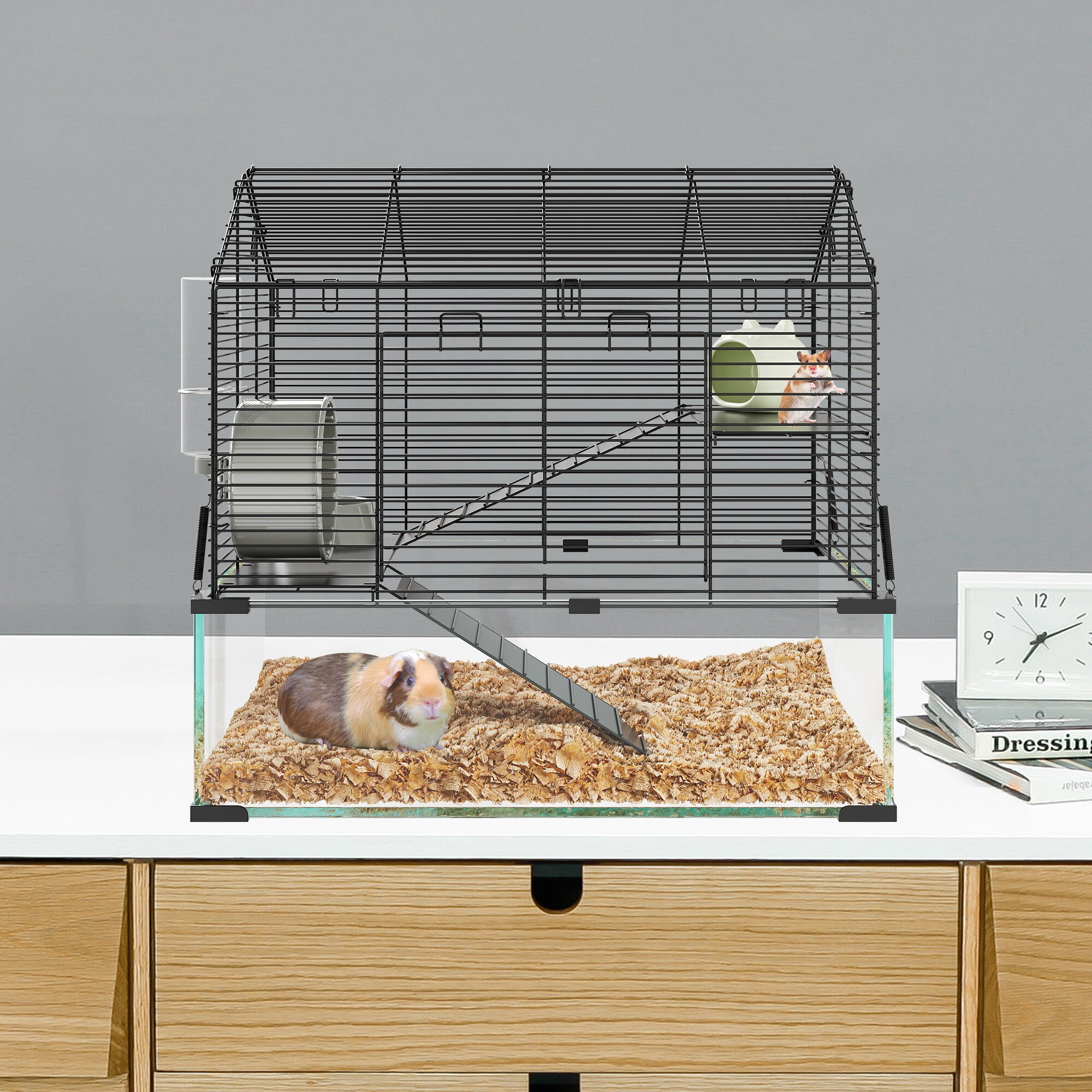 Garvee Large Hamster Cage 3 Tier Transparent Guinea Pig Cage with Deep ...