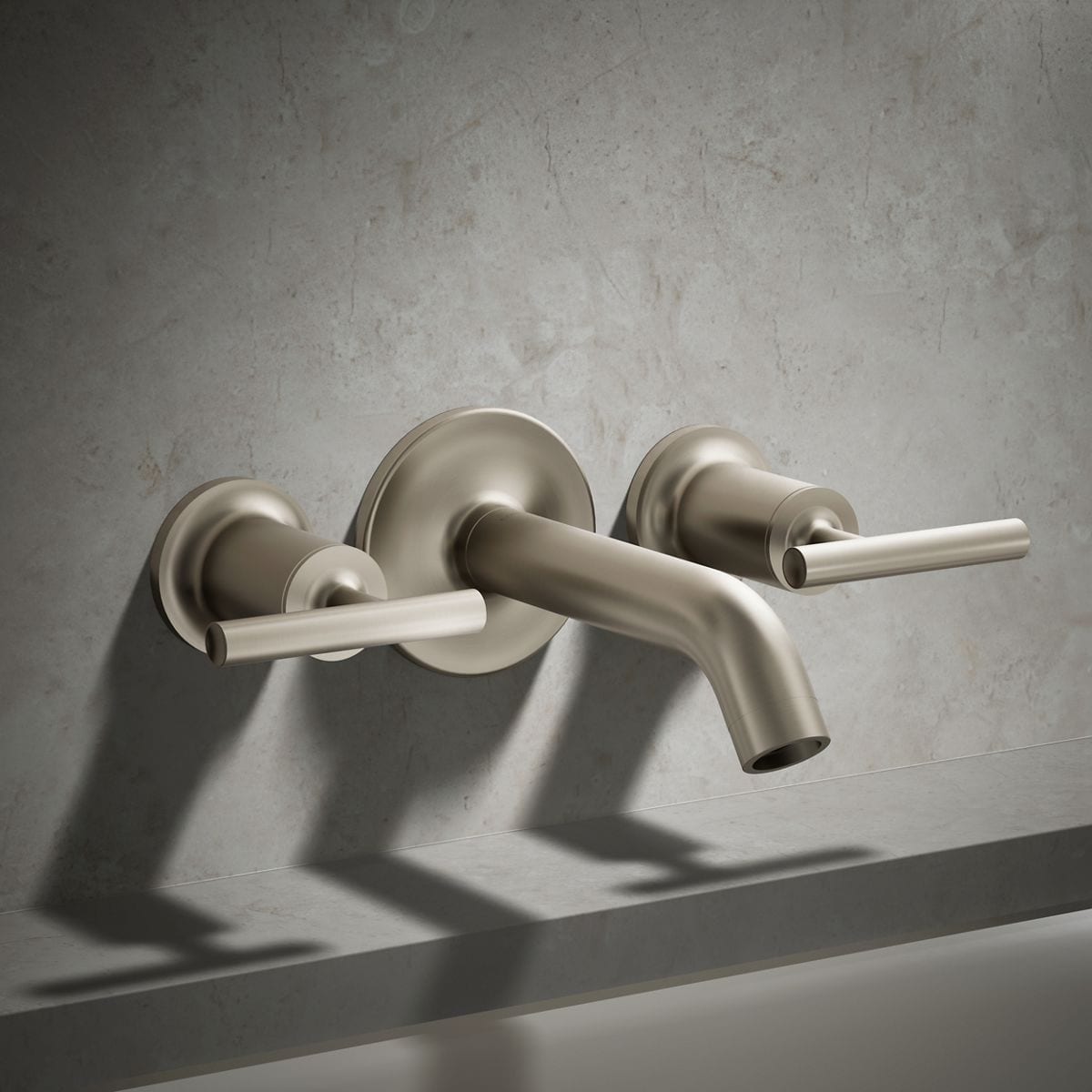 Purist Vibrant Brushed Nickel Wall-Mount Bath Lever Handles