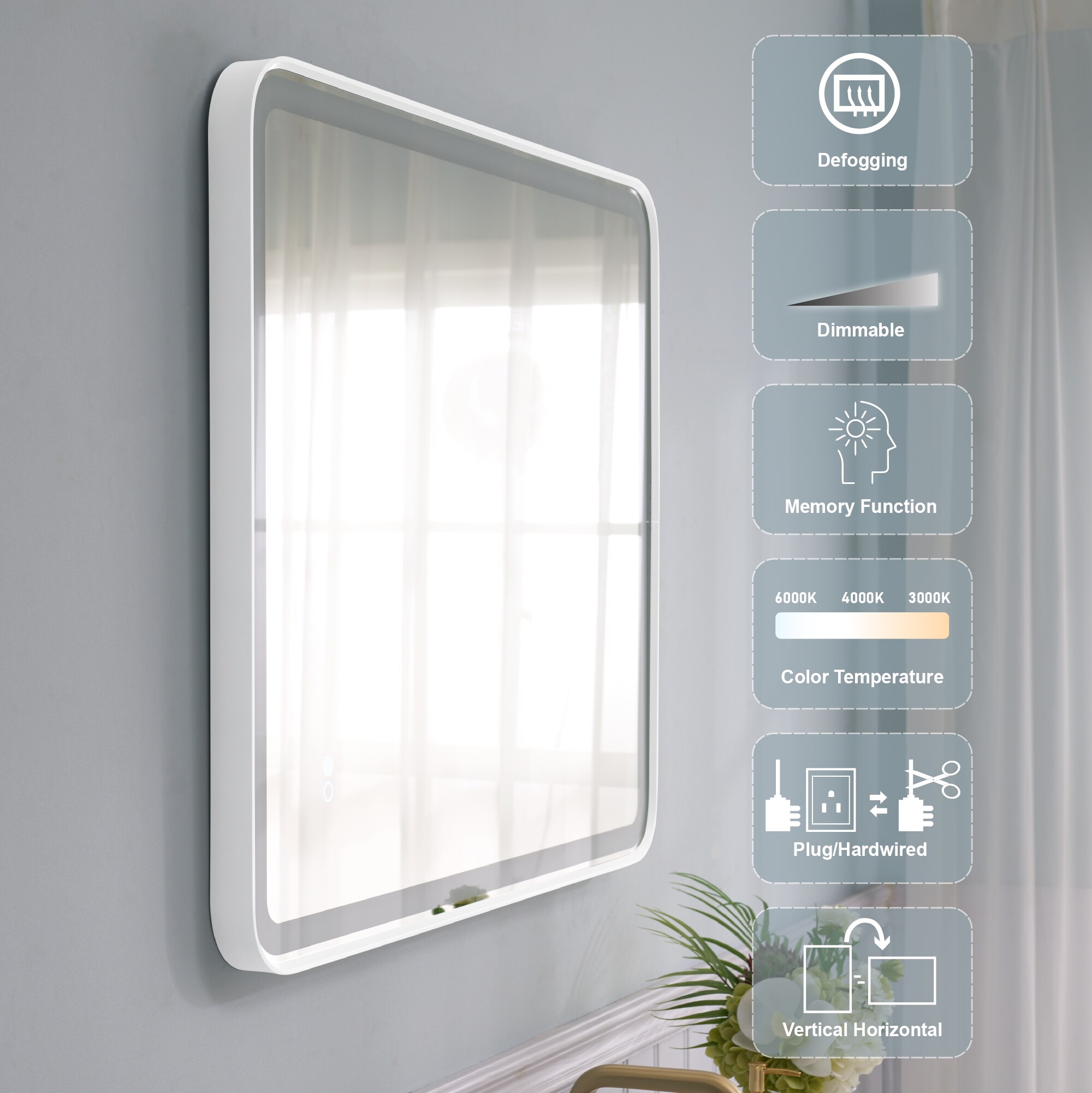 WELLFOR W9FM2836WT Framed-Bath-Mirrors - View #6