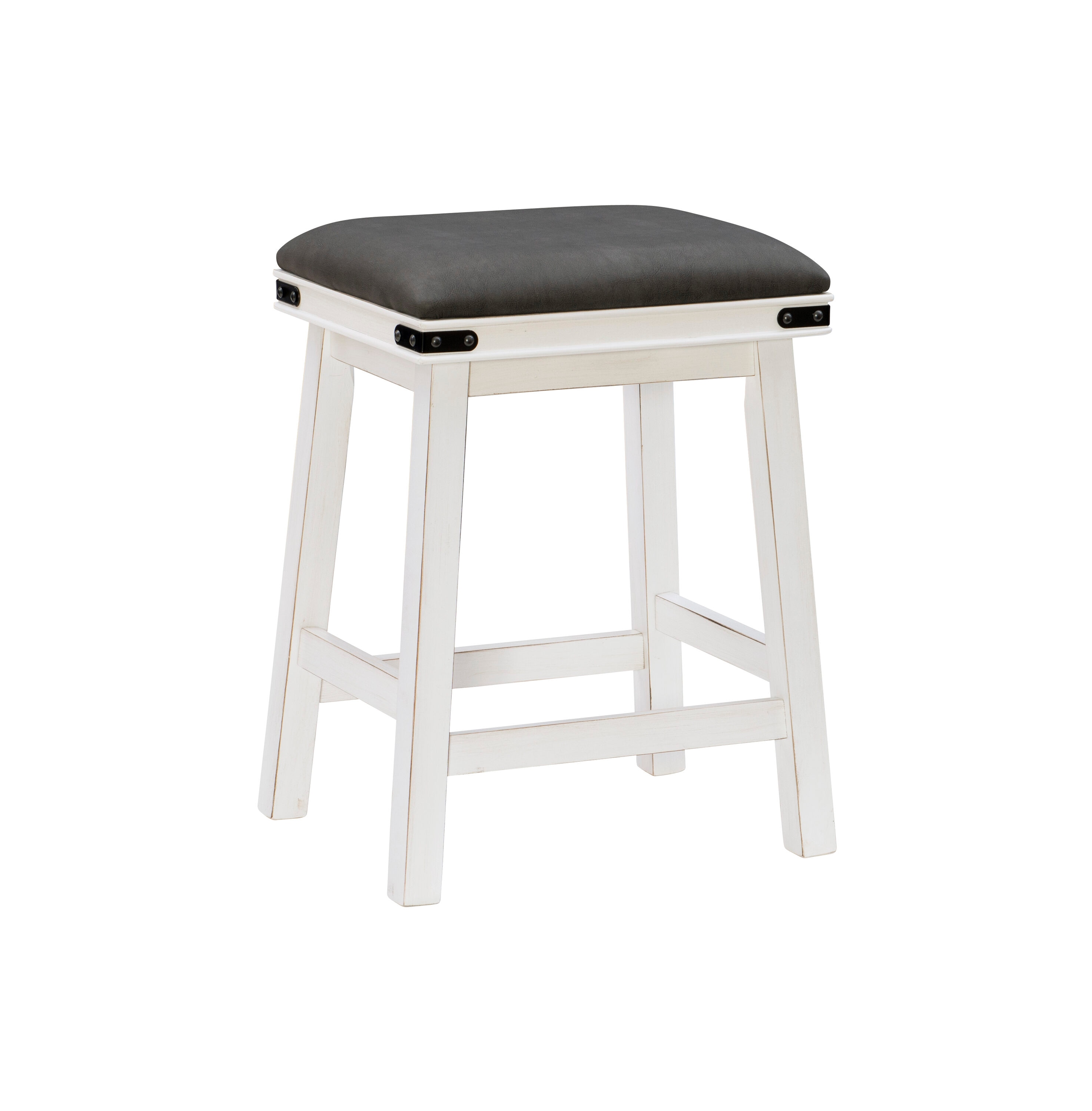 Powell PLWS144 White 24.0-in H Counter height Square seat Upholstered Wood Bar Stool