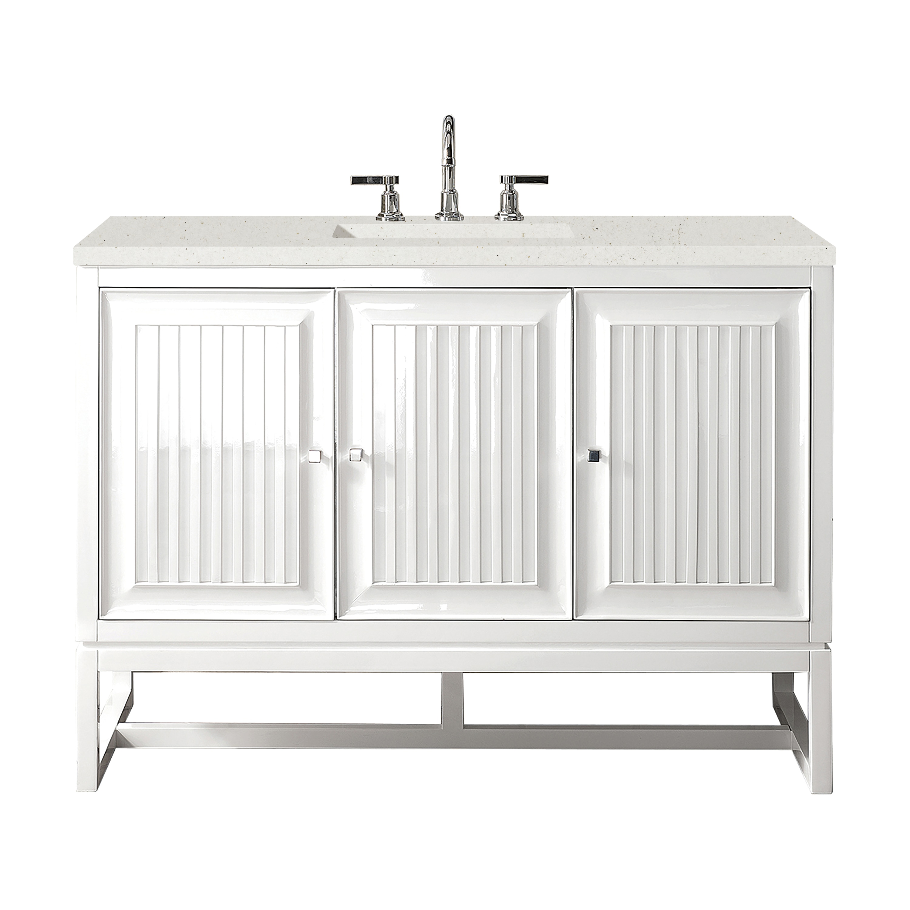 James Martin Vanities E645-V48-GW-3LDL Athens 48-in Glossy White Undermount Single Sink Bathroom Vanity with Lime Delight Quartz Top