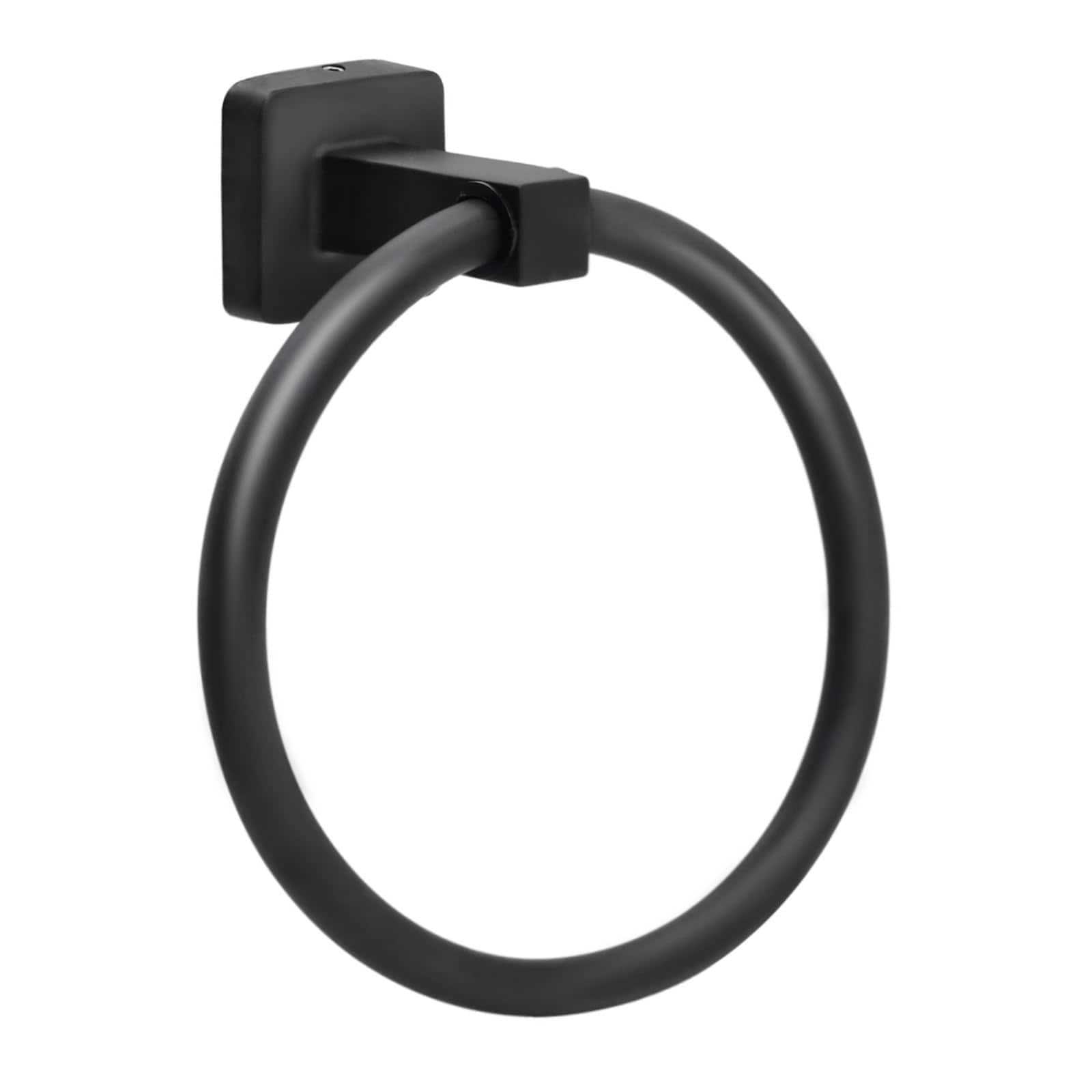 Aoibox  Matte Black Stainless Steel and Zinc Alloy Wall Mounted Heavy Duty Round Bathroom Hand Towel Ring Holder for Bathroom Use