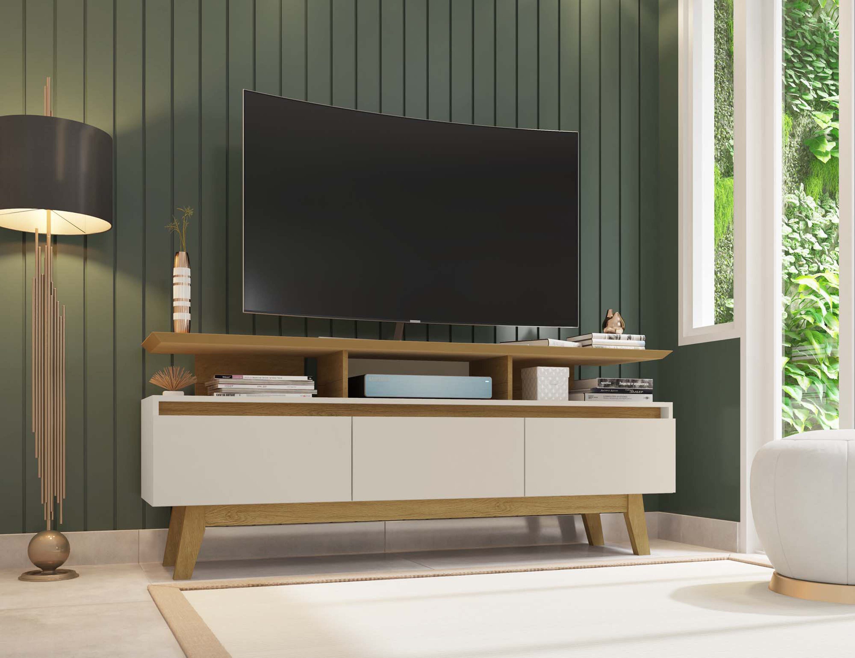 Manhattan Comfort 233BMC12 Yonkers Modern/Contemporary Off White and Cinnamon TV stand ( Accommodates TVs up to 60-in )