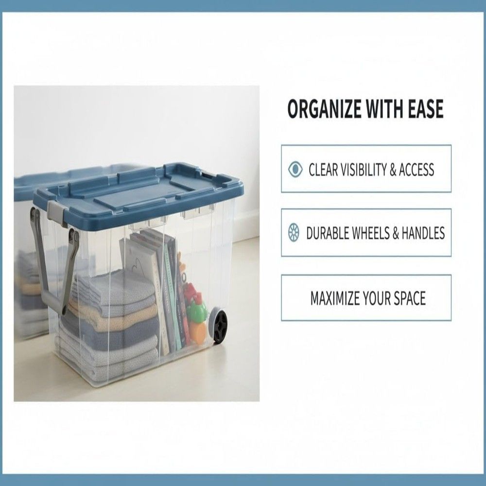Slickblue Set of 2 Rolling 160-Quart Storage Tote with Stackable Design ...