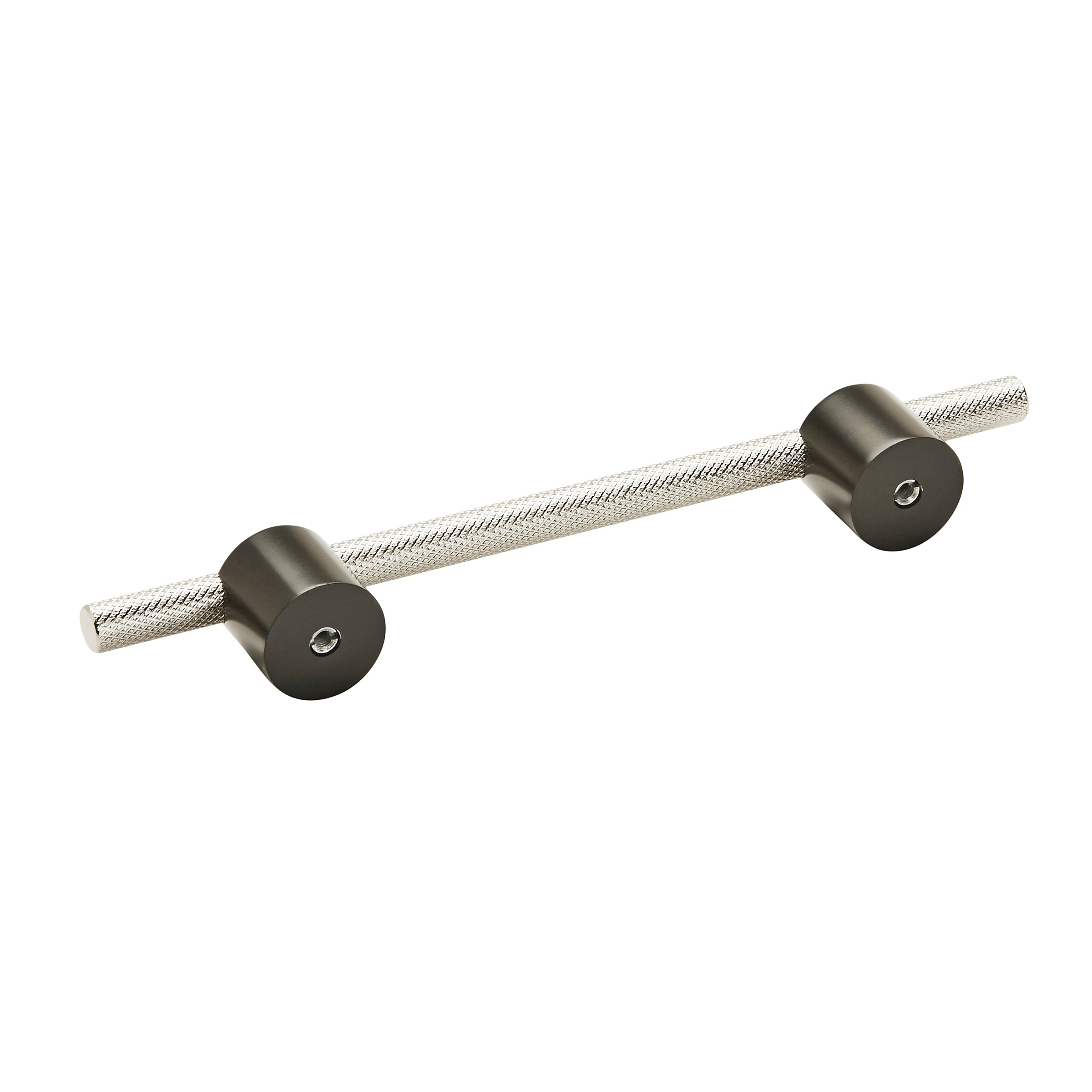 Polished Nickel and Matte Black Modern Bar Cabinet Pull