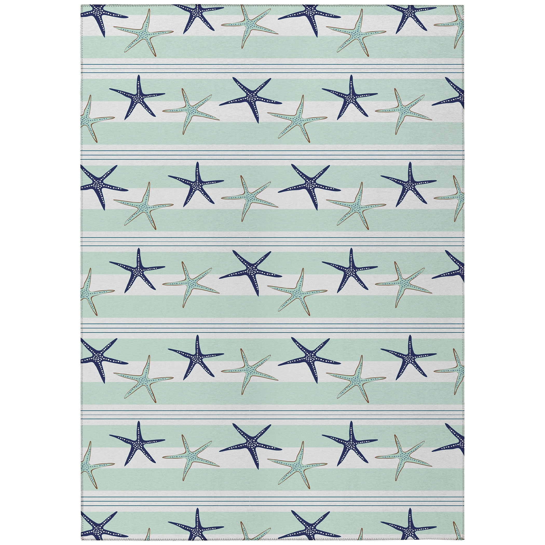 Coastal Breeze Blue Chenille 8' x 10' Washable Flatweave Rug