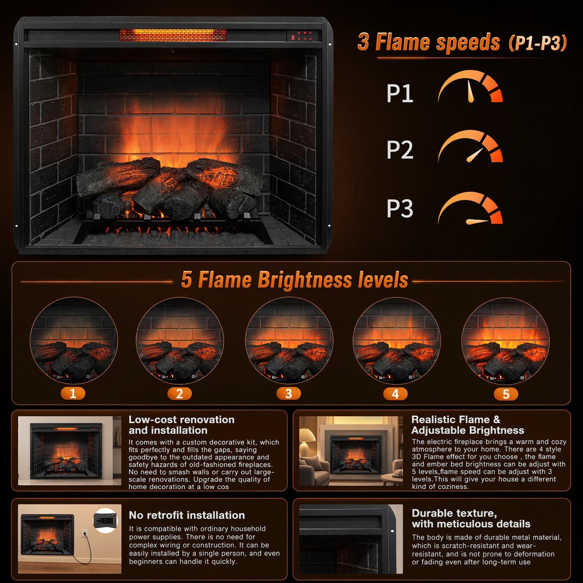 TEINIE HJJ-W1769P459257 Electric-Fireplaces - View #4