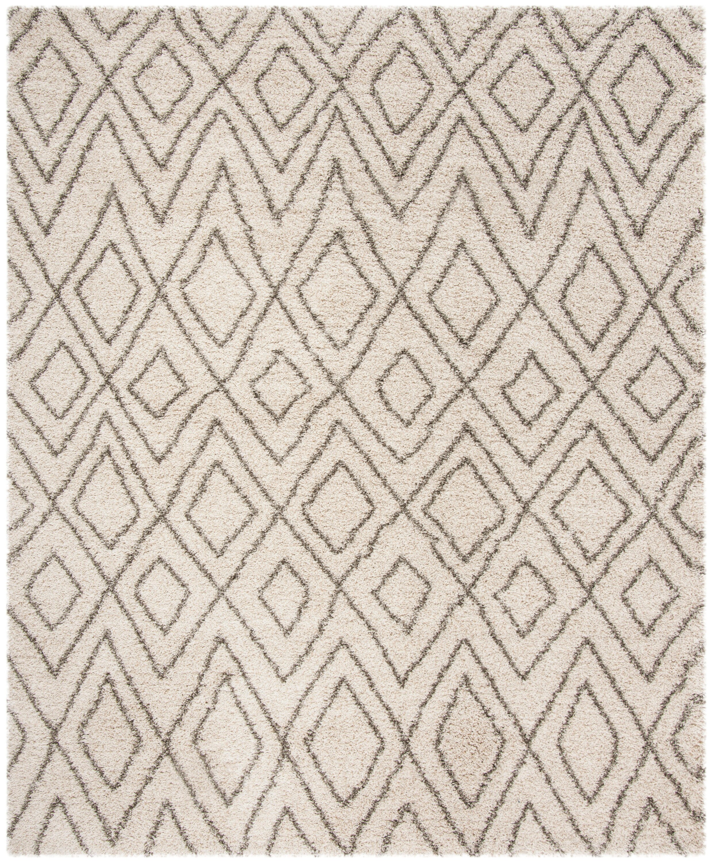 Safavieh SGH332A-6 Hudson Acadia Shag 6 x 9 (ft) Loomed Polypropylene Ivory/Gray Rectangular Indoor Abstract Moroccan Area rug