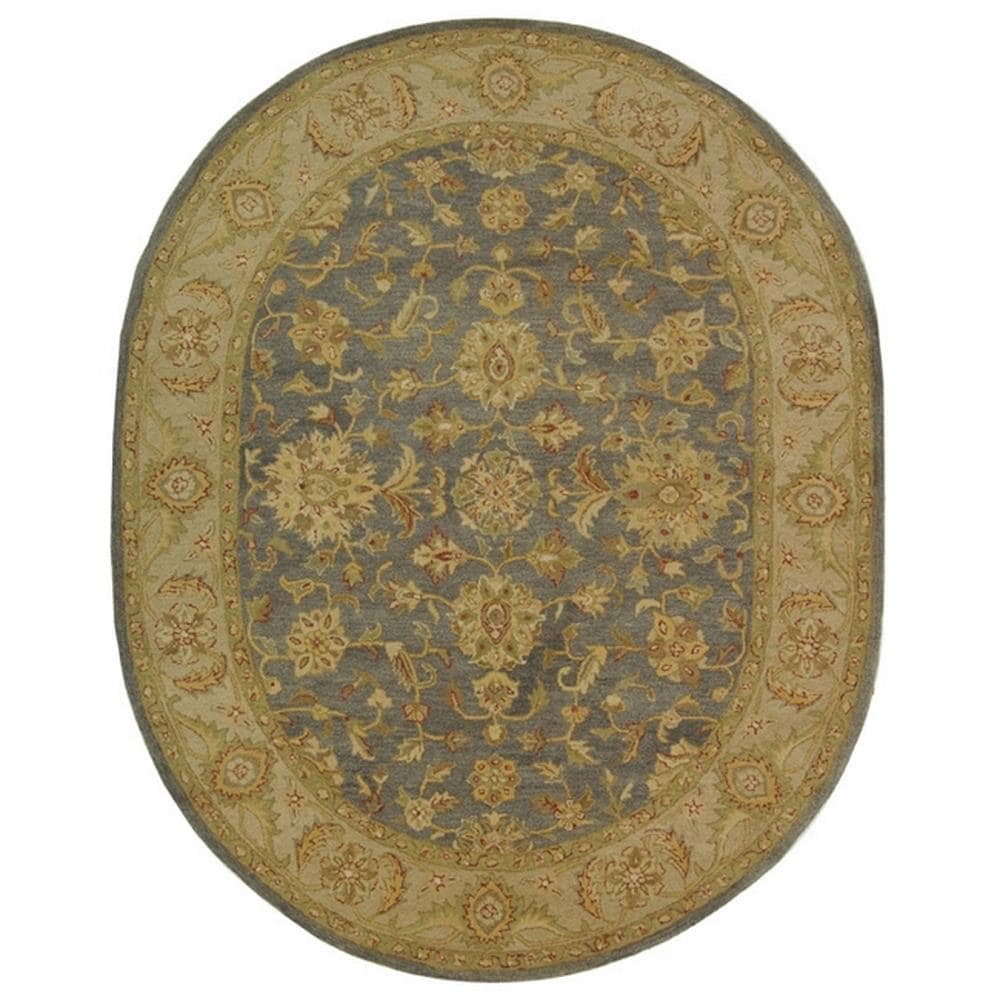 Safavieh AT312A-8OV Antiquity Gorevan 8 x 10 (ft) Tufted Wool Blue/Beige Oval Indoor Floral/Botanical Vintage Area rug