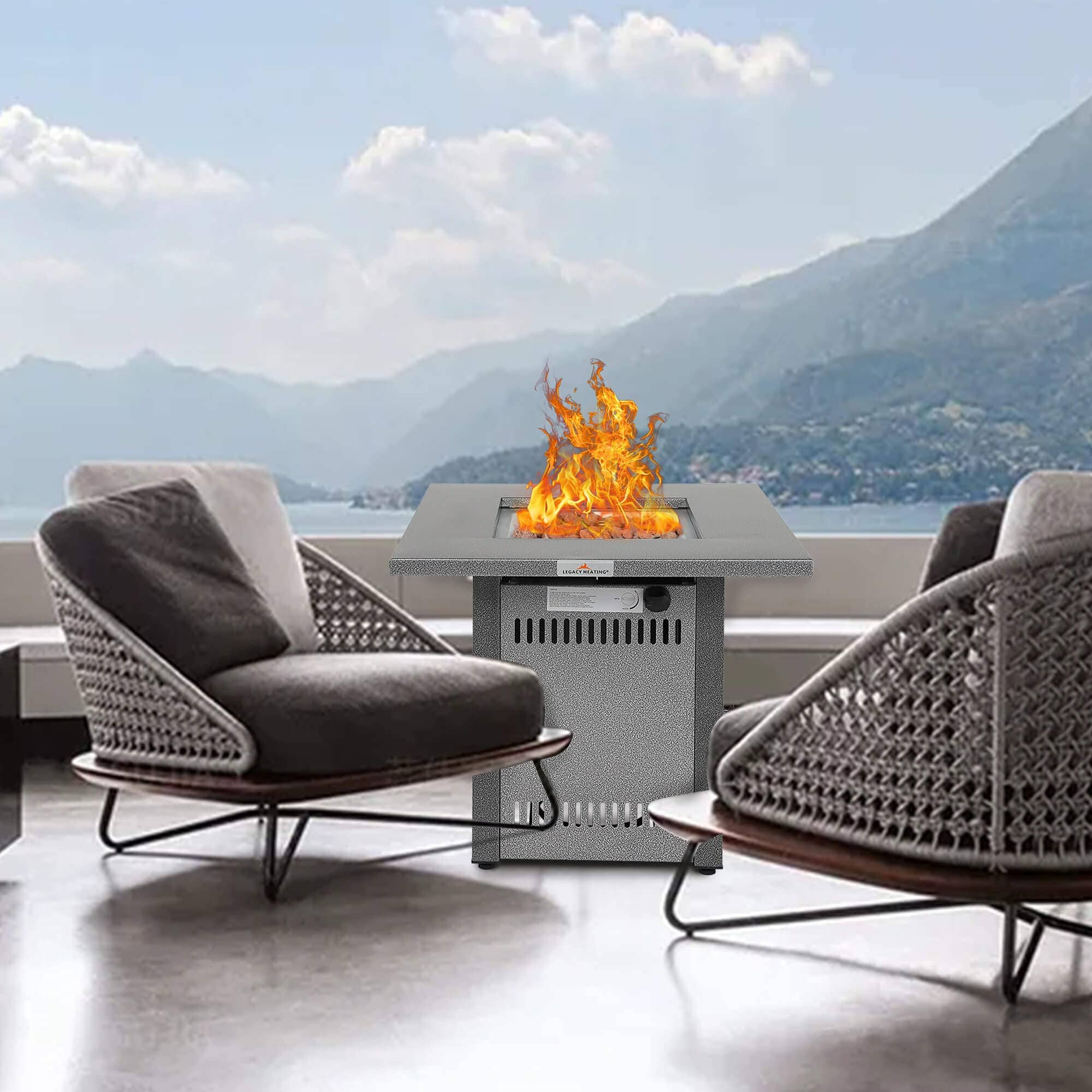 BABOOM BOM-8-COL-OR 28-in W silver/metal Aluminum Rectangle Tabletop Liquid propane Fire pit table