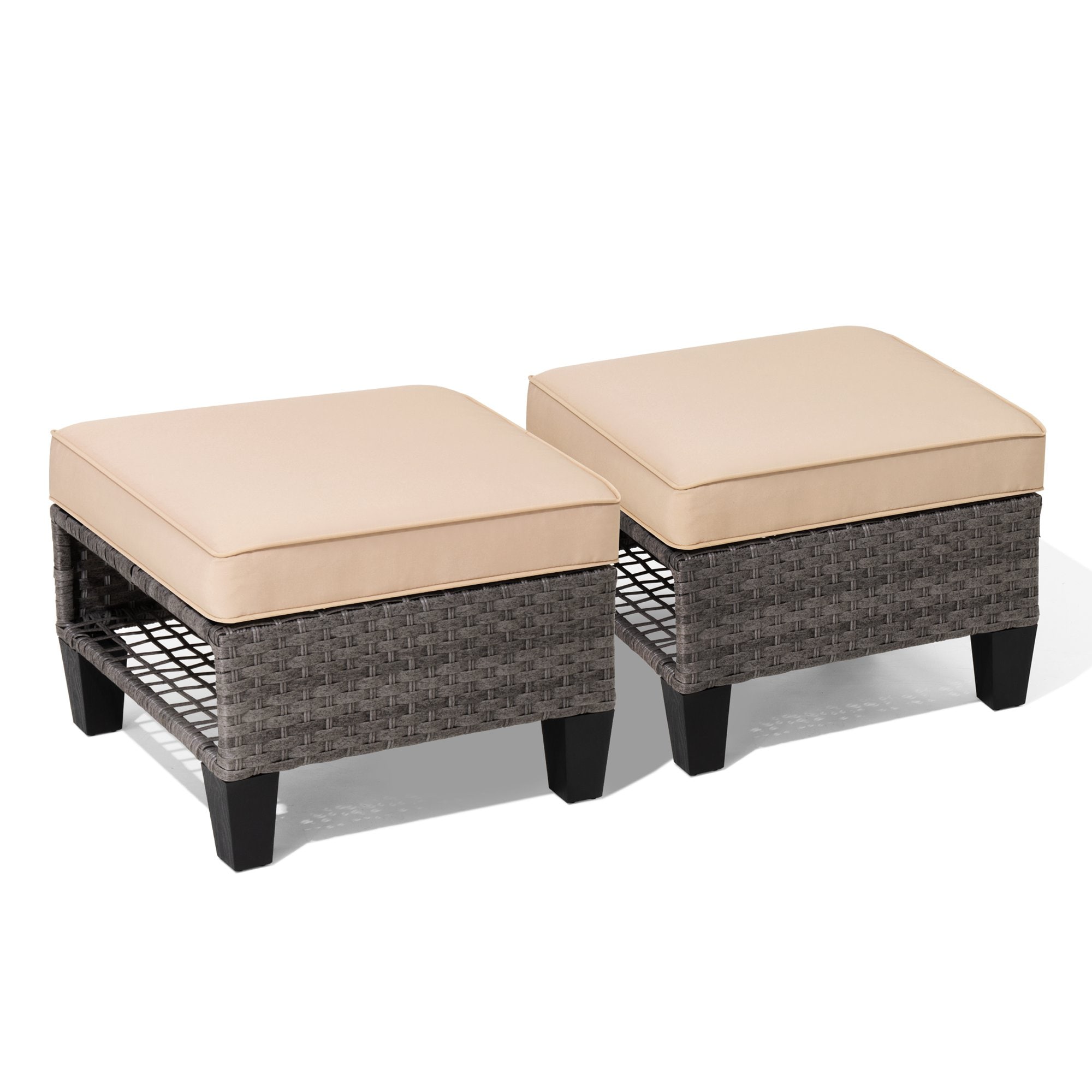 Crestlive Products CL-OM001BEI-2 outdoor ottoman 2 -Pack BROWN Iron Ottoman