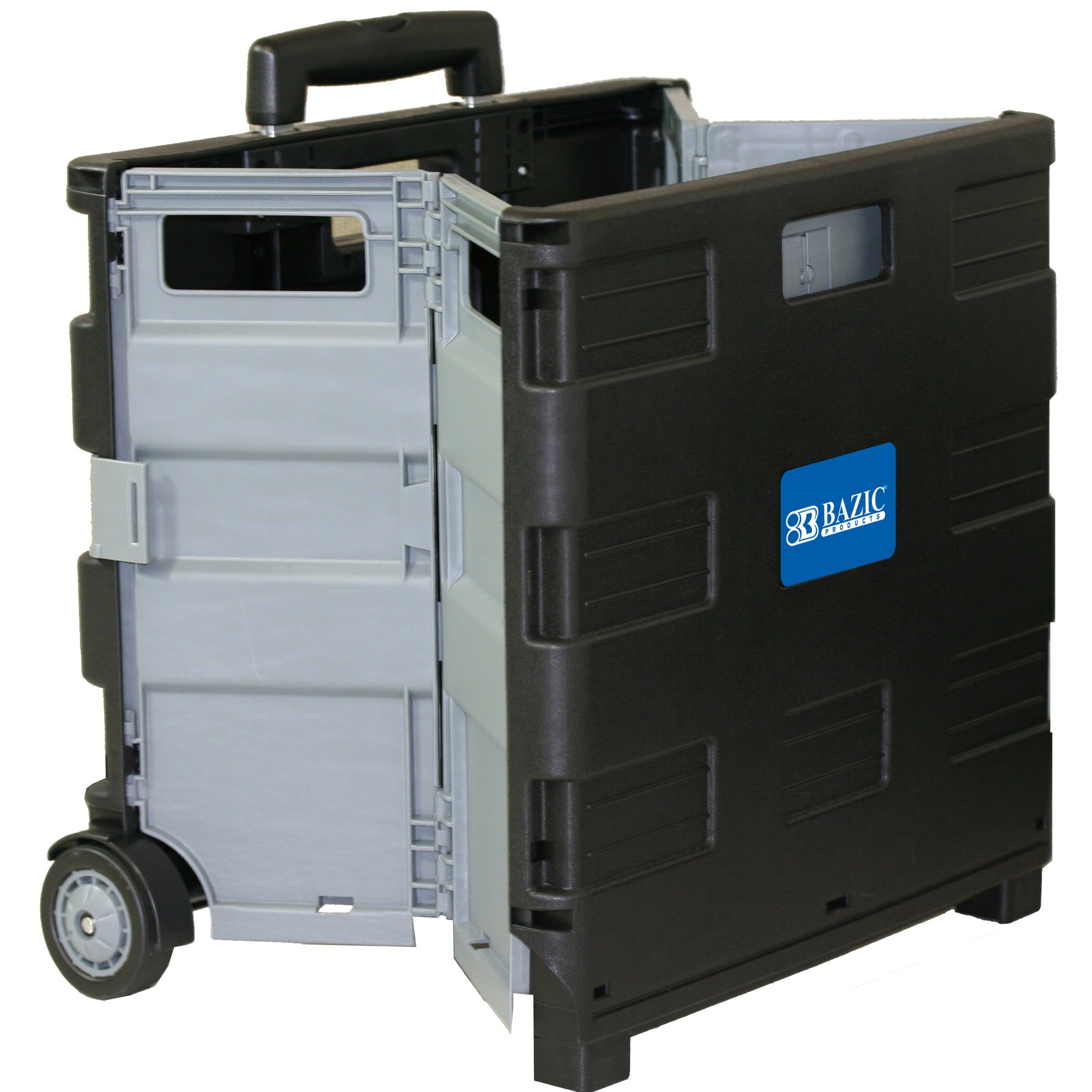 Folding Cart On Wheels with Lid Cover Black BAZIC 16 x 18 x 15 Inches 2196 