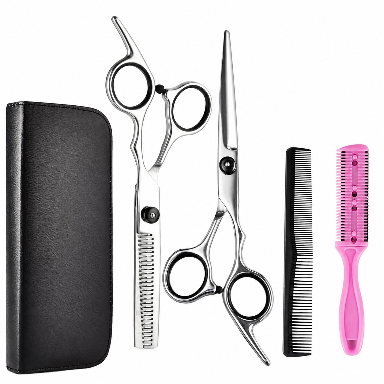 Etokfoks 6 in Straight and Thinning Scissor Blade Offset Right Handle Orientation Hair Cutting Shears Kit 7 Piece #LETSEOHGV