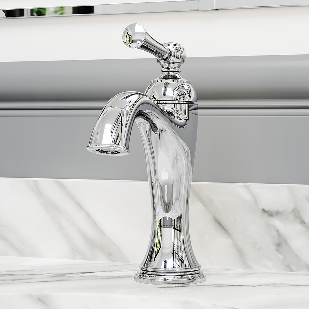 Pfister LG42-TB0C Tisbury Polished Chrome Single hole 1-handle WaterSense Mid-arc Residential Handle Bathroom Sink Faucet with Drain
