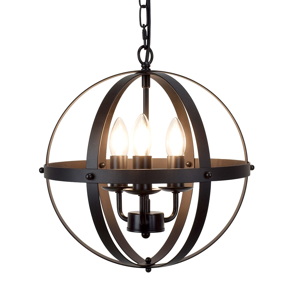 Depuley Chandelier 3-Light Black Industrial Globe Led; Hanging Pendant Light  in the Pendant Lighting department at