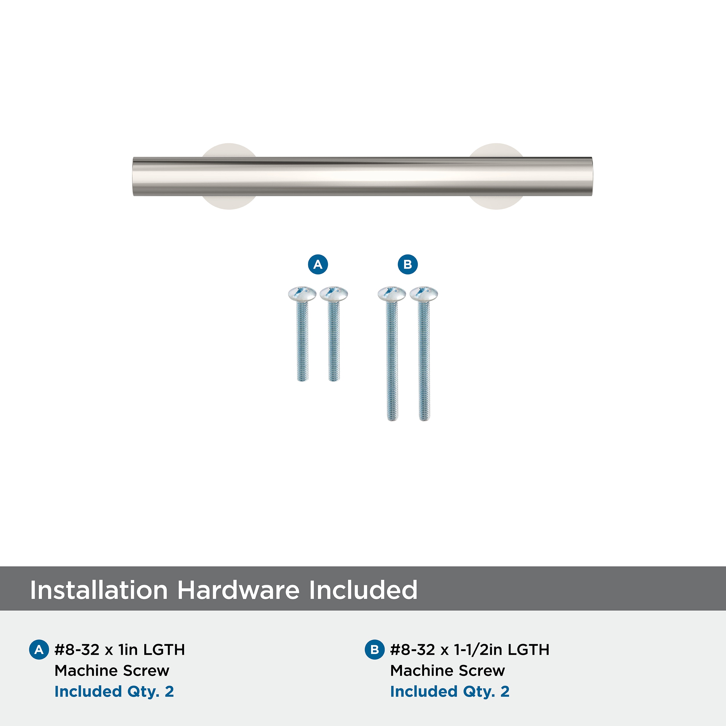 Polished Nickel 3" Bar Cabinet Pull with Mounting Hardware