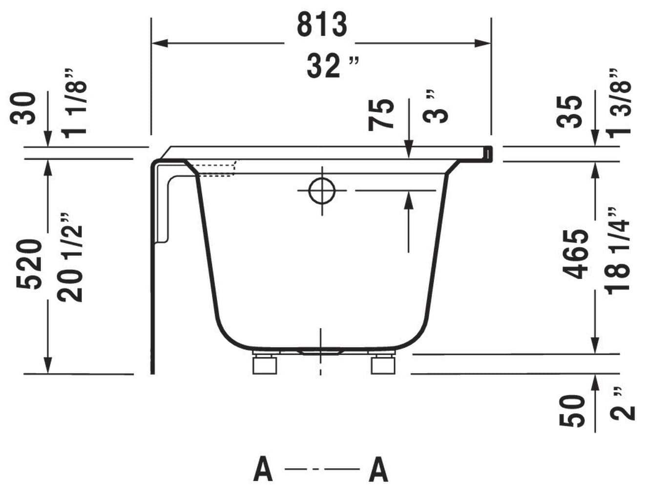 Duravit 66" White Acrylic Alcove Soaking Bathtub