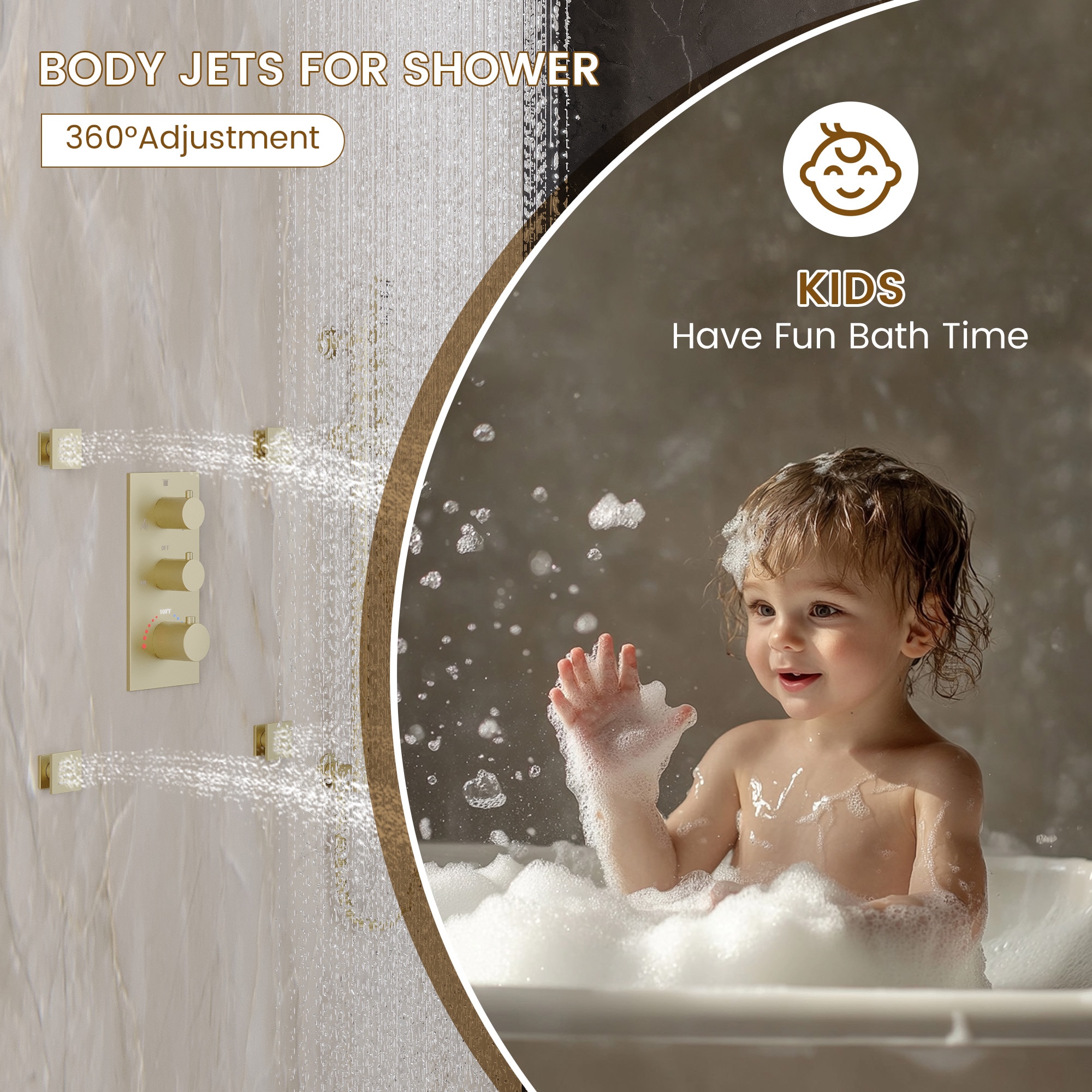 CASAINC CA-A4383-BG Showerhead-Bar-Panels - View #6