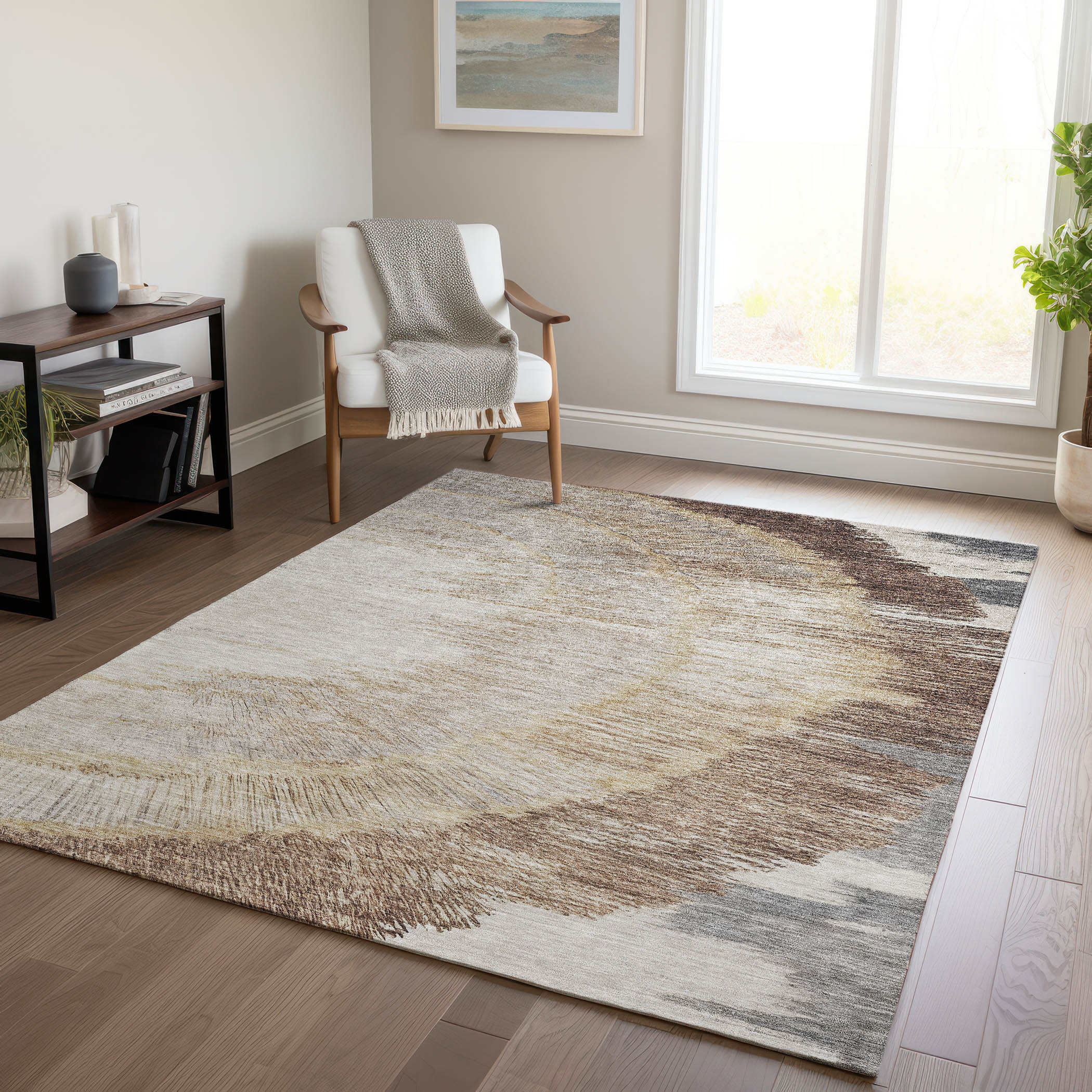 Addison Rugs ACN650BR5X8 Chantille ACN650BR 5 x 7 (ft) Polyester Brown Rectangular Indoor/Outdoor Abstract Machine washable Area rug