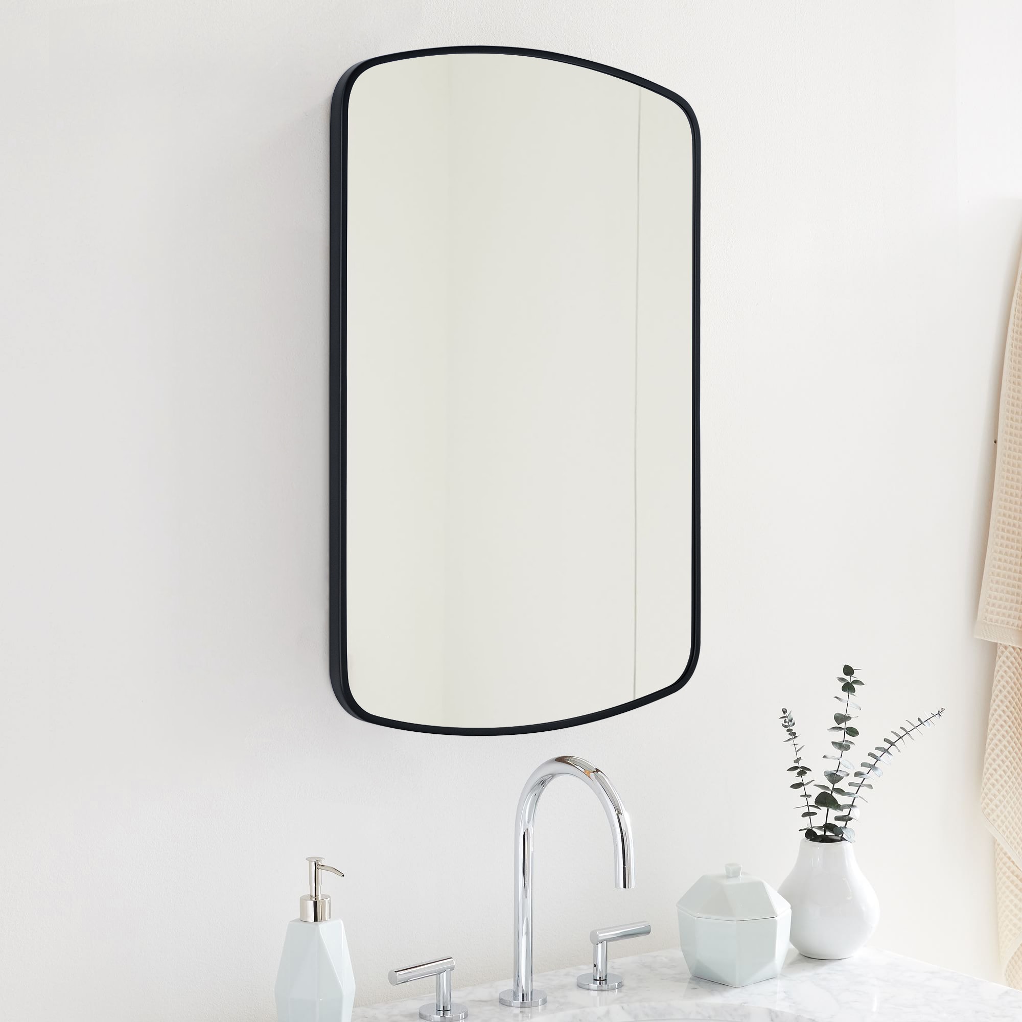 Matte Black Arched Metal Framed Bathroom Medicine Cabinet with Mirror