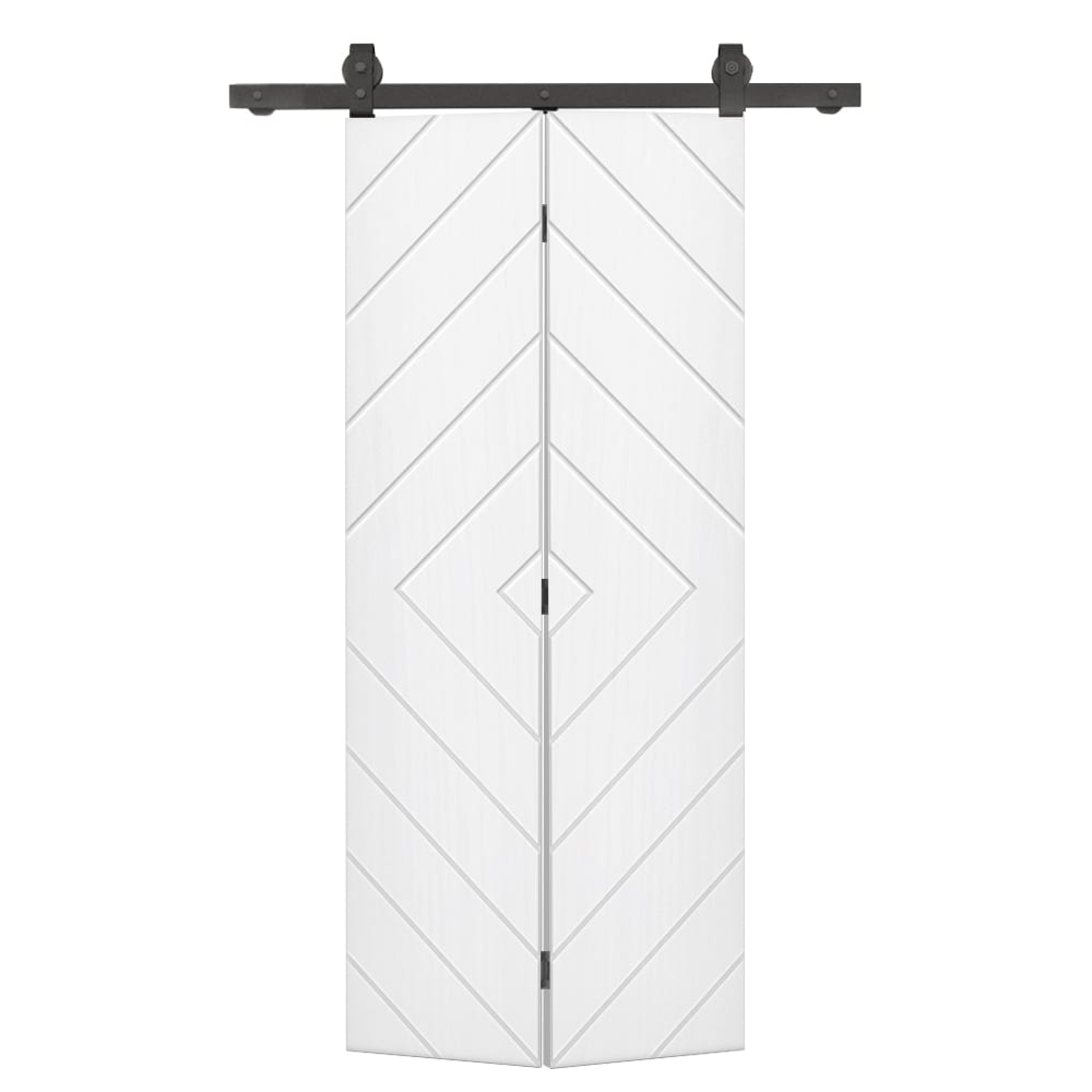 CALHOME 24-in x 84-in White Prefinished Non-standard MDF Hollow core Single bifold Barn Door (Hardware Included)