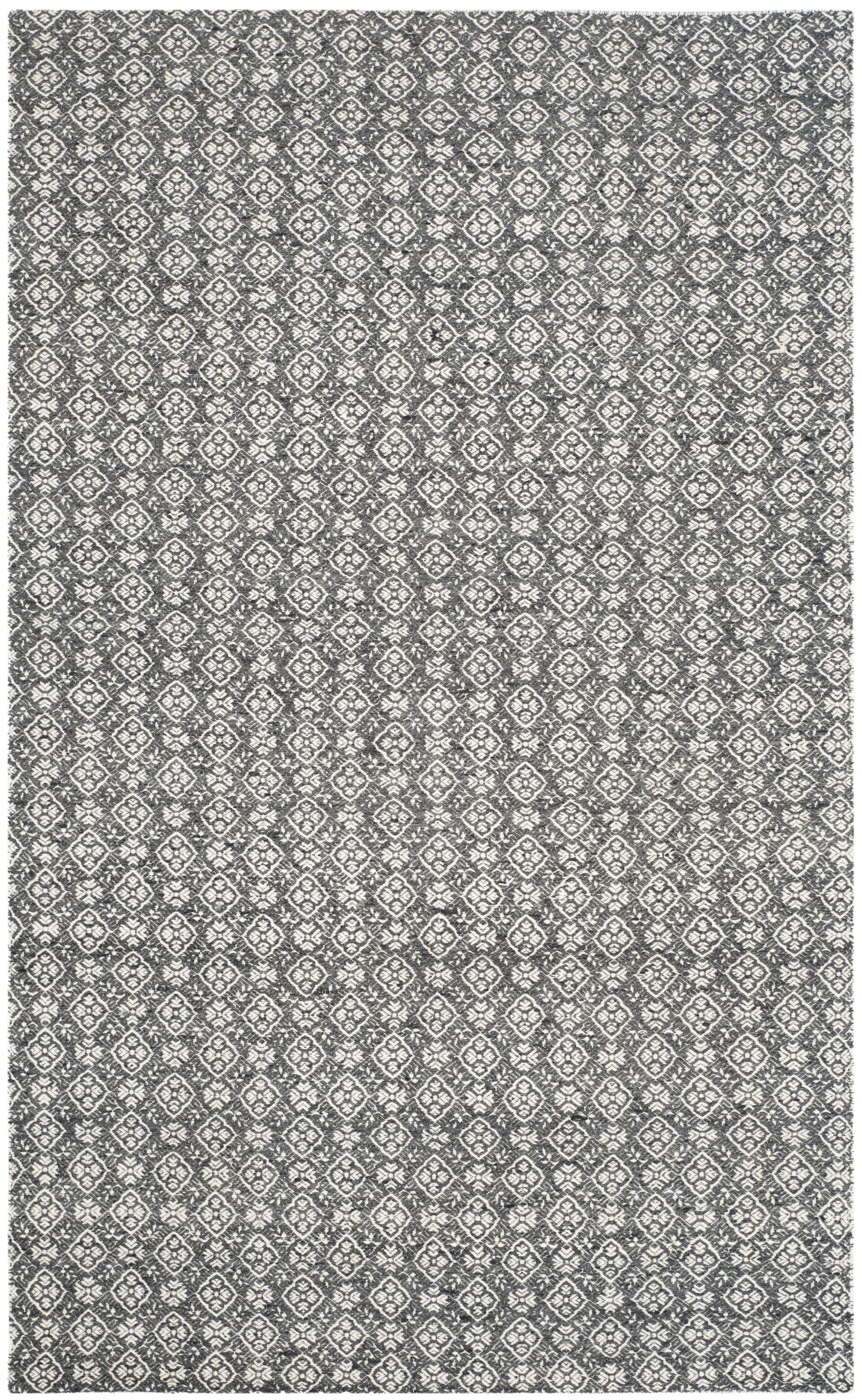 Safavieh KLM721C-5 Kilim Gracelyn 5 x 8 (ft) Wool Ivory/Charcoal Rectangular Indoor Floral/Botanical Oriental Area rug