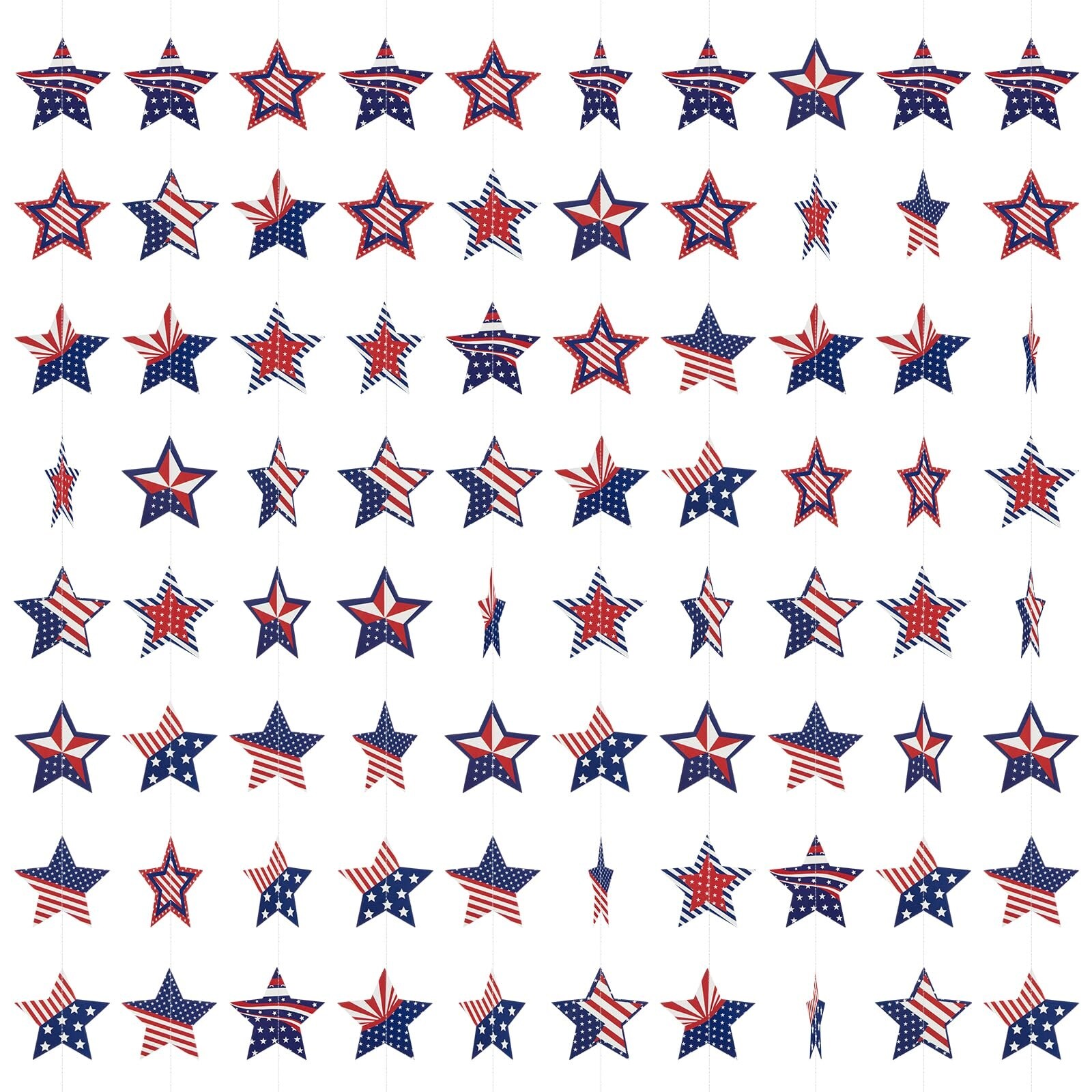 Afoxsos  10 pack patriotic red white and blue star banner flags for Memorial Day and Fourth of July decorations indoor outdoor bunting garland set