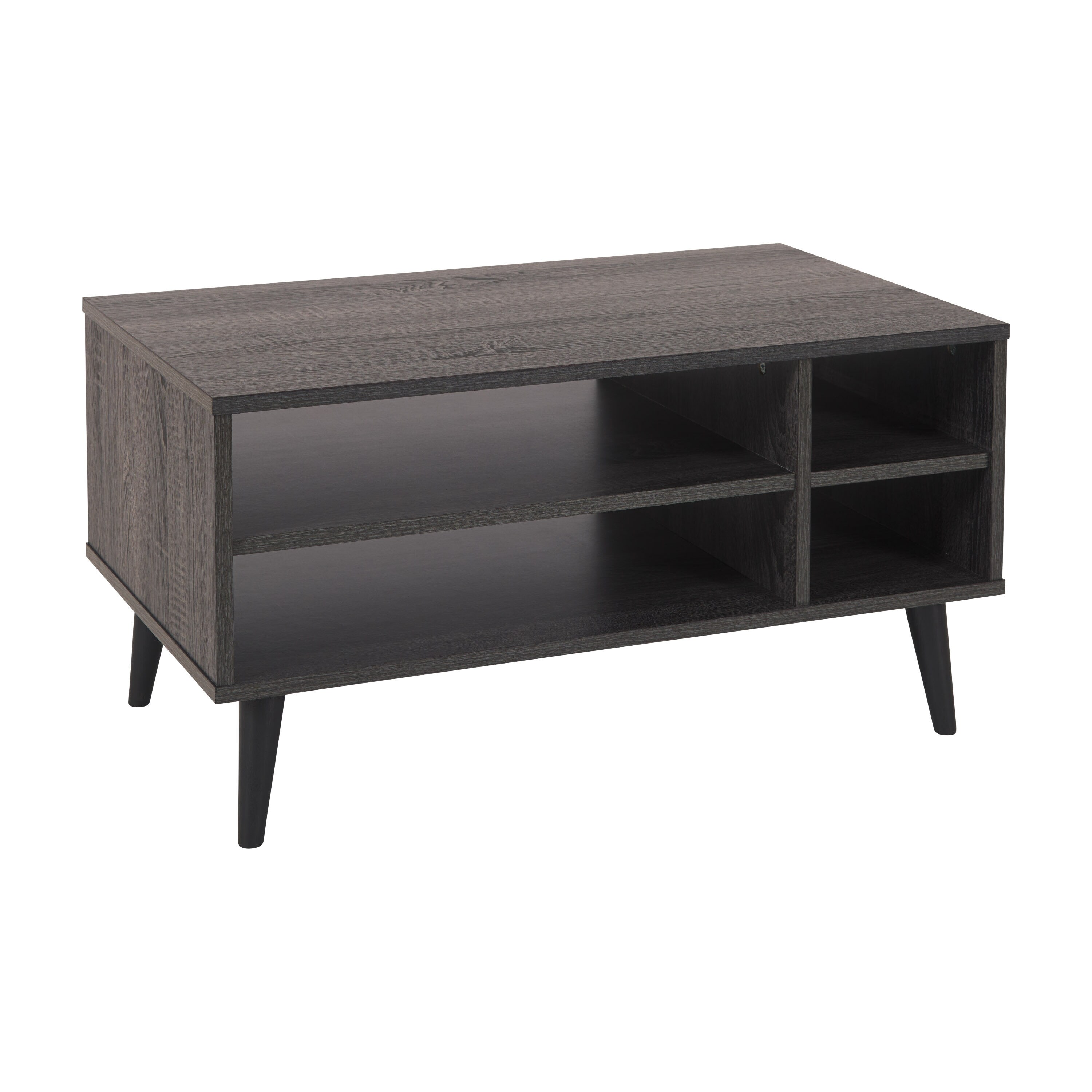 CorLiving LHW-601-C Cole Dark Gray Woodgrain Particleboard Modern Coffee Table with Storage