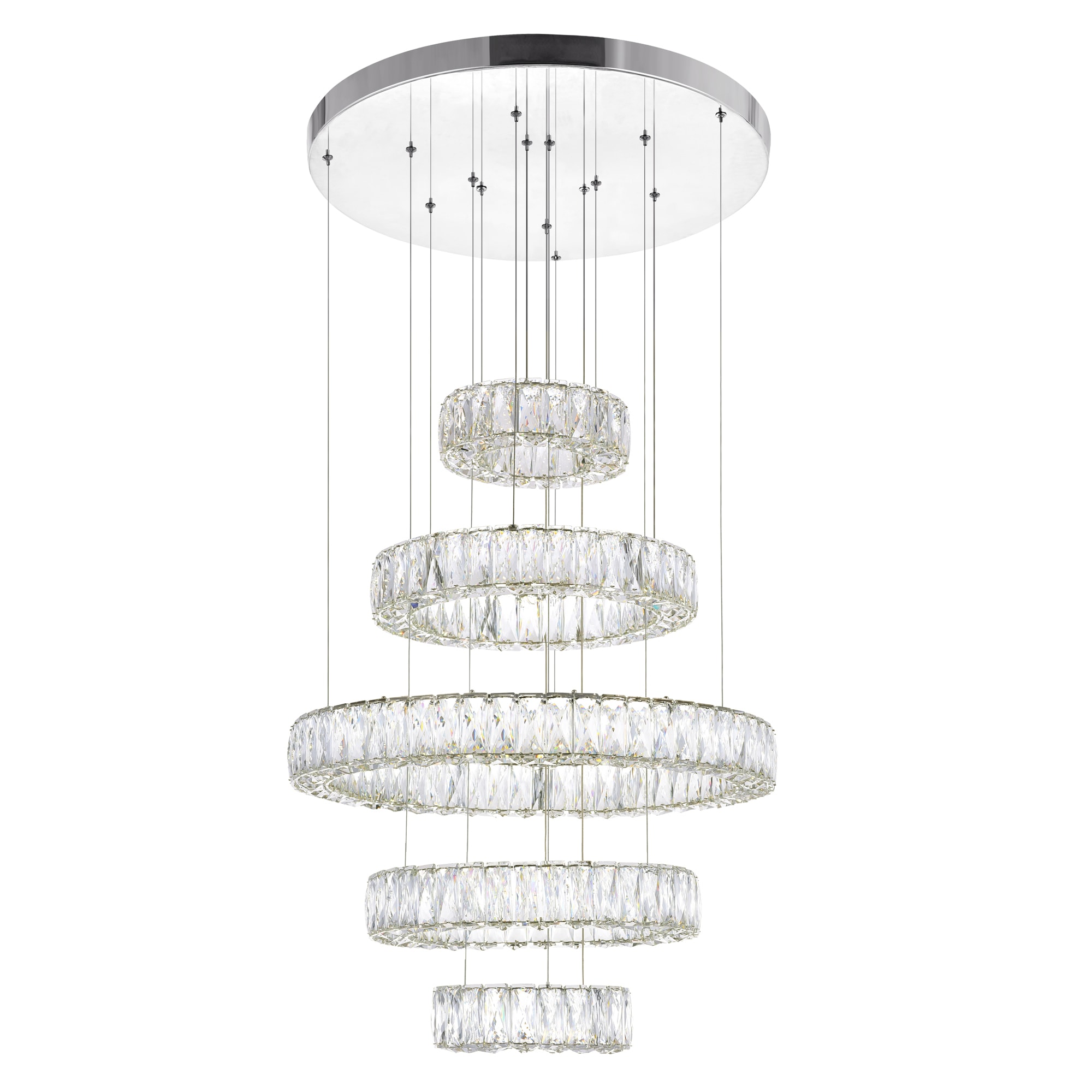 Madeline Chrome 24" LED Crystal Chandelier with Adjustable Height