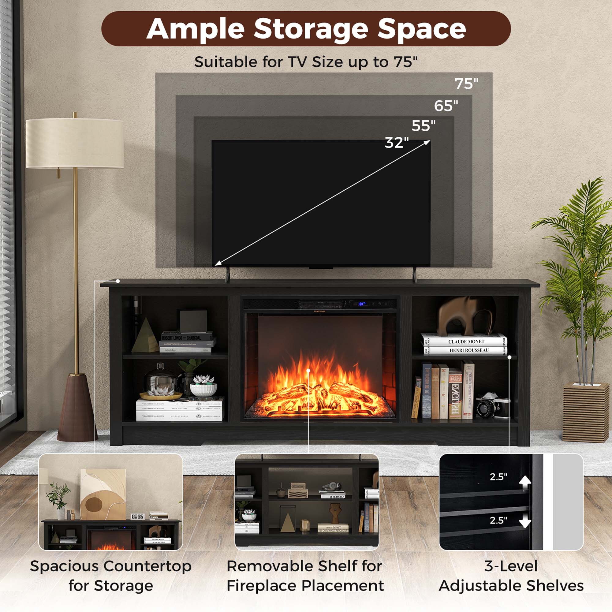Costway HCST00947 Electric-Fireplaces - View #5